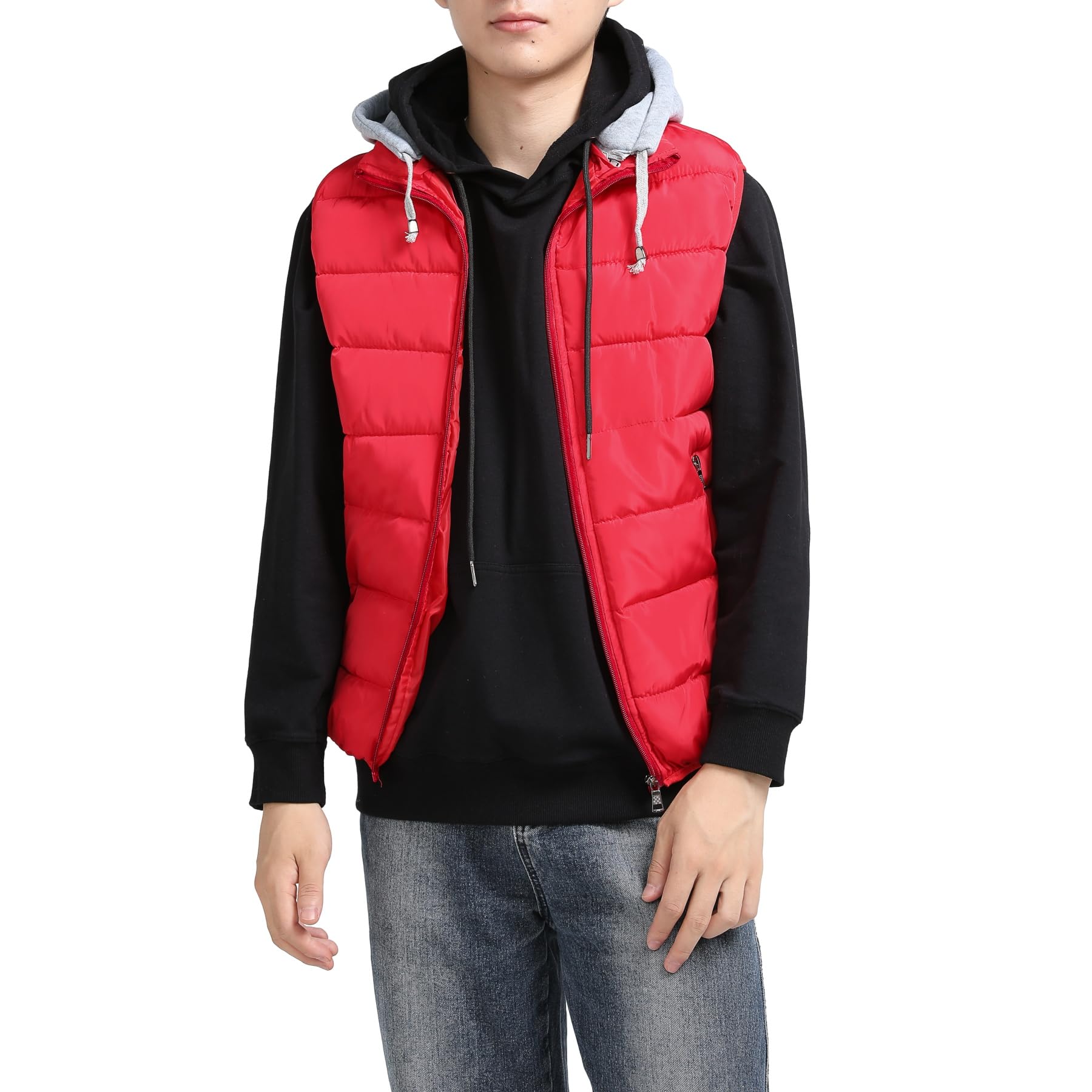 YOUTHUP Gilet da Uomo Trapuntato Scaldamuscoli Giacca Leggera Senza Maniche con Cappuccio Gilet da Esterno