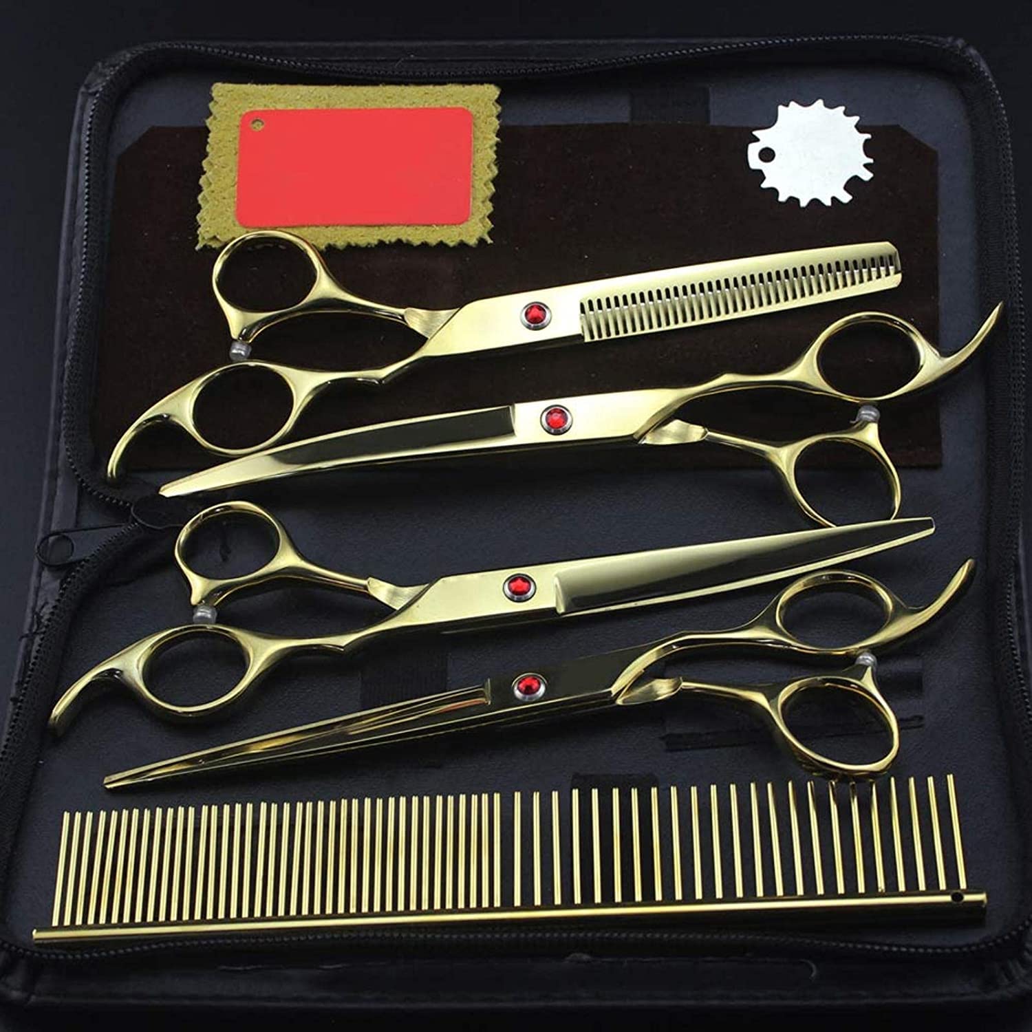 Tijeras Peluqueria Canina, Tijeras de granos de acero inoxidable de 7 pulgadas Sácasas de gruelvas hacia arriba hacia abajo Curved Tijeras de borde afilado Animales de gato Corte del pelo
