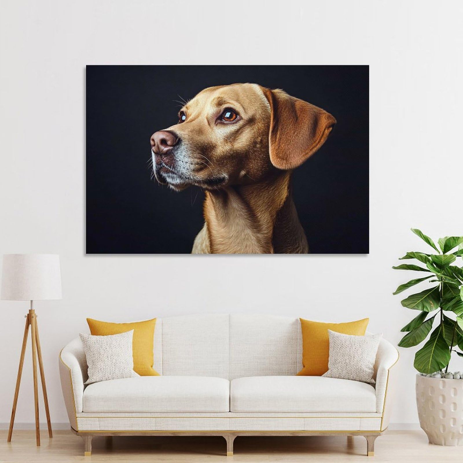 Junmoney Wall Picture Print Portrait of A Golden Labrador Dog, 24x36inch(60x90cm), for Living Room, Lounge Or Sitting Room, A Home Accent with Warm Character