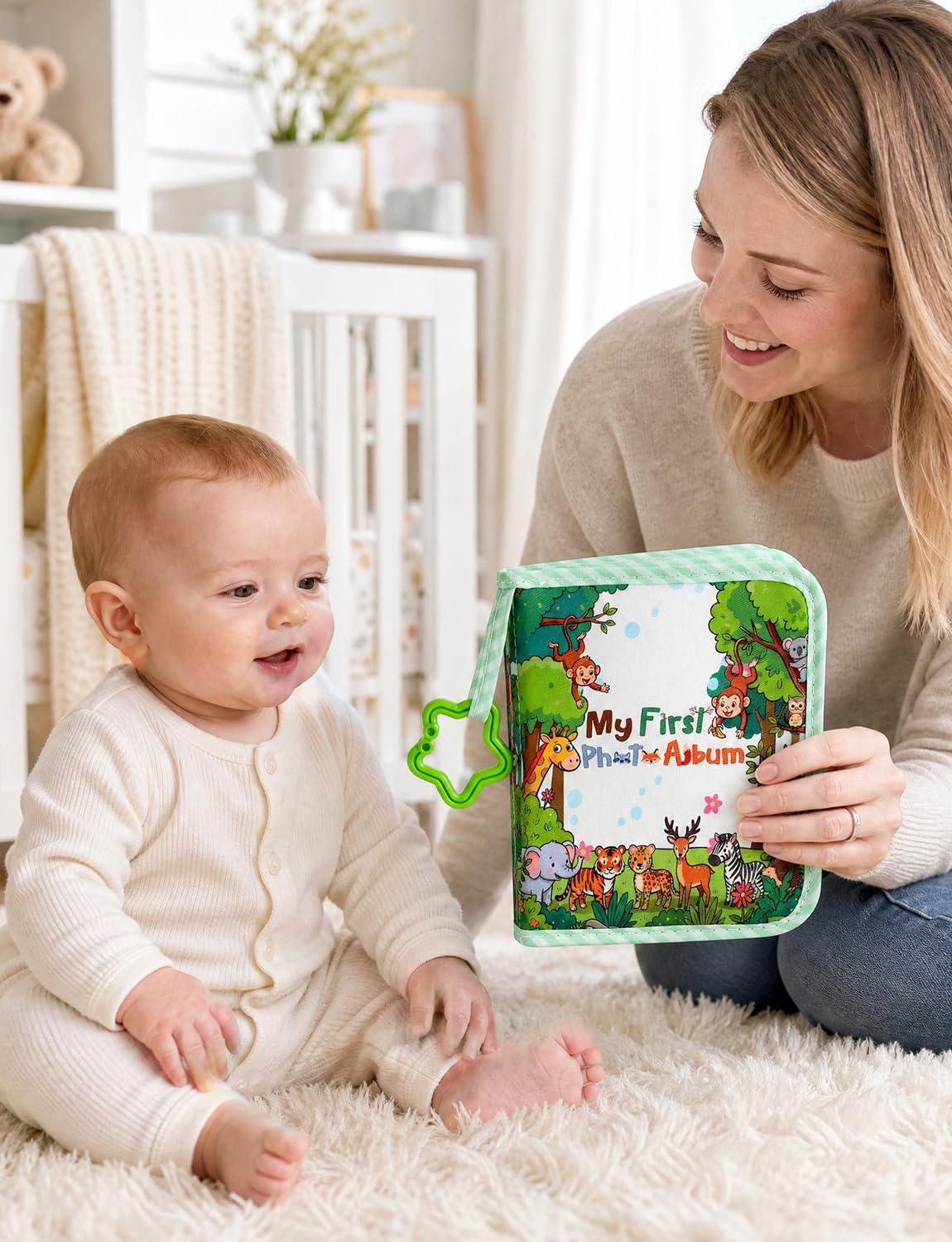 Baby's My First Family Photo Album Soft Photo Cloth Book Holds 4x6inches Pictures Baby Memory Album Gift for Newborn Baby Shower Family Photos