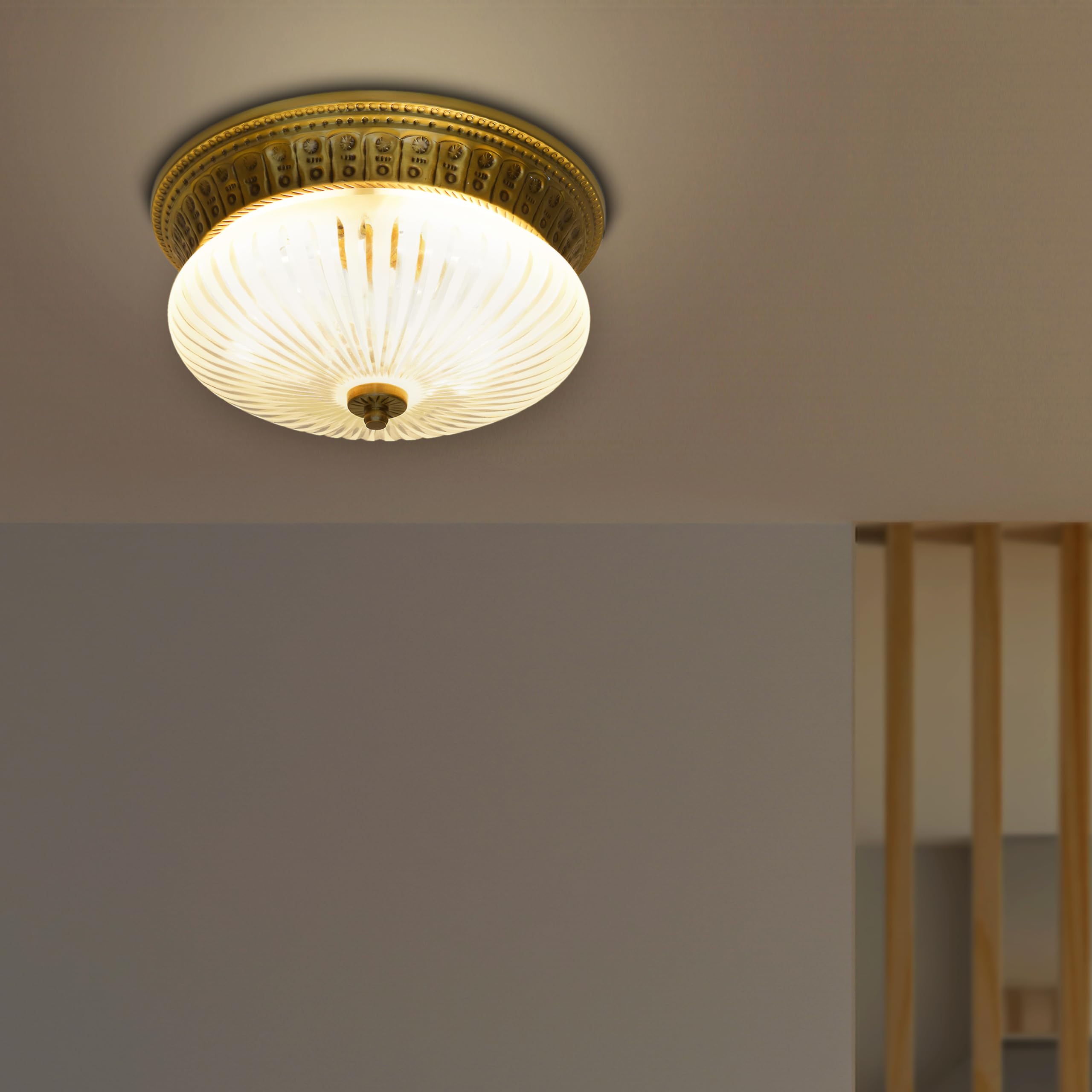 Kapoor E-ILLUMINATIONS Albany Brass and Glass Ceiling Light-image-26