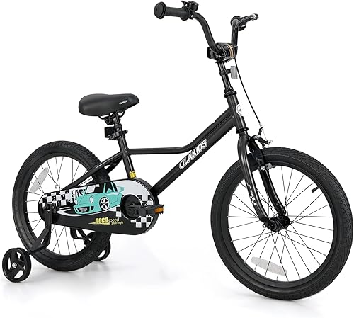 Miniatura 19 de Olakids Bicicleta Infantil, 12 14 16 18 Pulgadas, Bicicleta Temática de Coches de Carreras para Niños Pequeñitos con Ruedas de Entrenamiento,