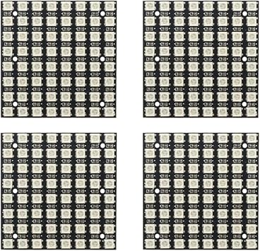 4-Pack 64-Bit for WS2812B LED for MATRIX Panel 5050 RGB Full Color 65x65cm 5V Digital Control for Arduino DIY Electronics Projects