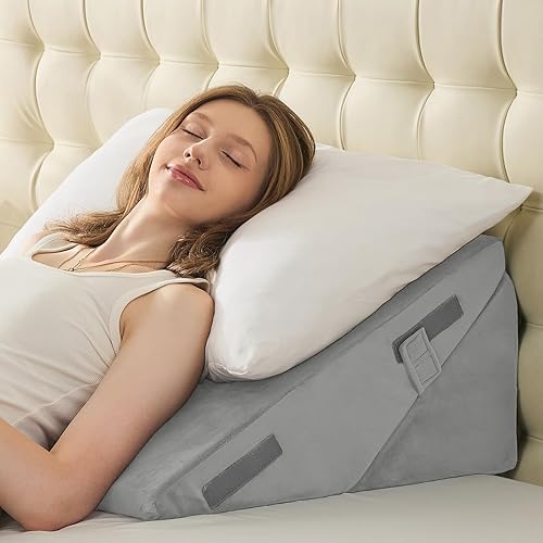 Miniatura 16 de Sasttie - Juego de almohadas en forma de cuña para después de la cirugía, 2 piezas de almohada en forma de cuña ajustable para cabecero con almohada