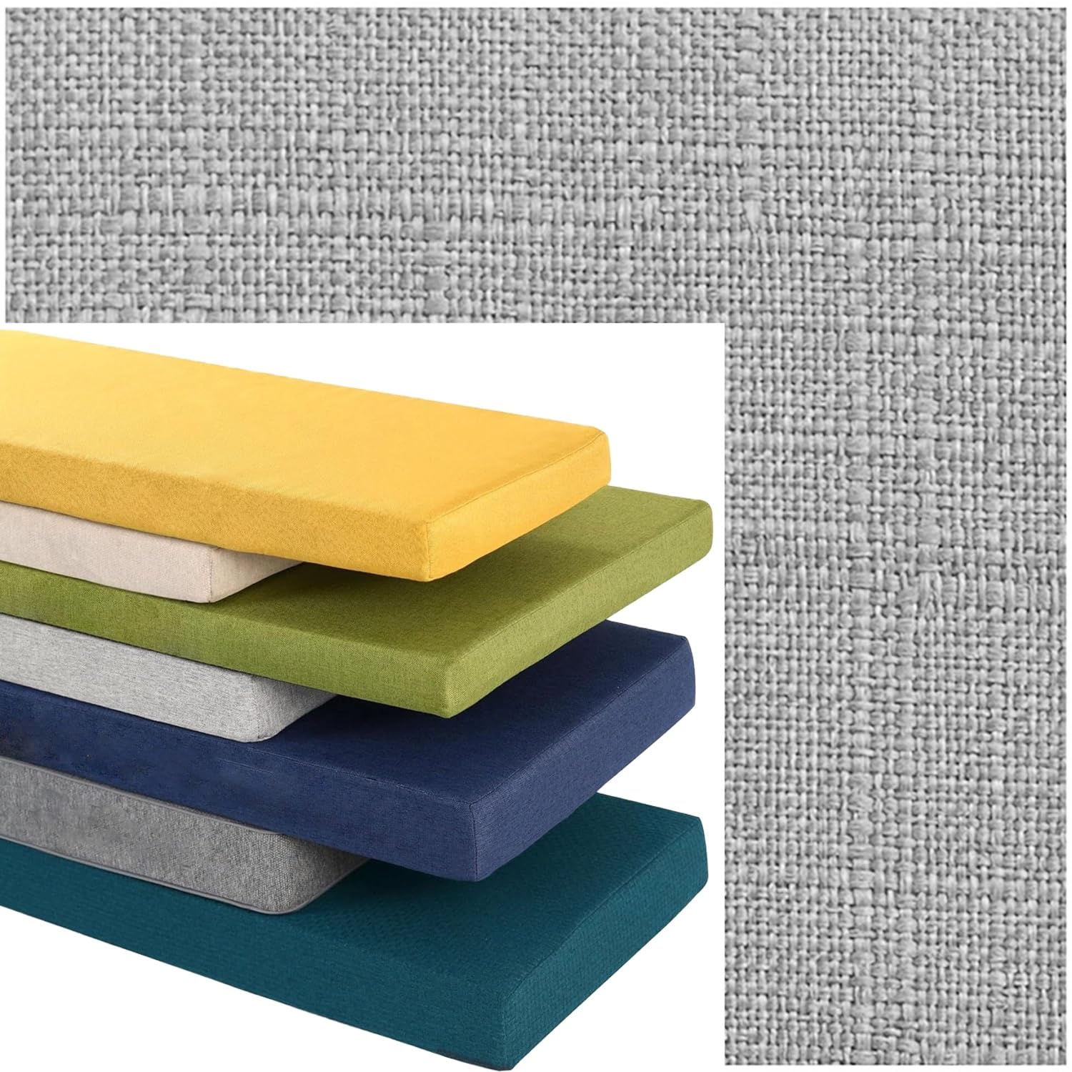 PLCIVSA Outdoor Indoor Bench Cushion Cover, Linen Non-Slip Replacement Slipcover with Zipper, Furniture Seat Cushion Protector for Garden Patio Balcony Sofa Couch(Gray,90x35cm/35x14in)