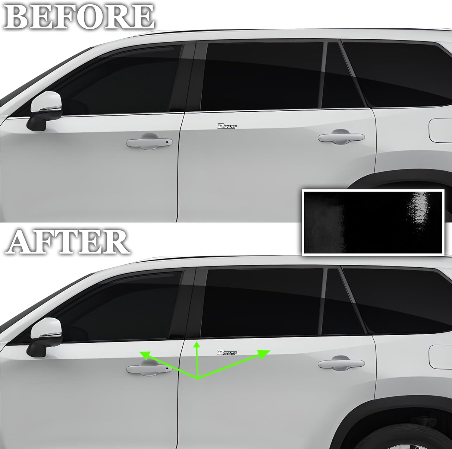 BOGAR TECH DESIGNS for Toyota Grand Highlander 2024-2025 Side Window Chrome Delete Dechrome Overlay, Gloss Black