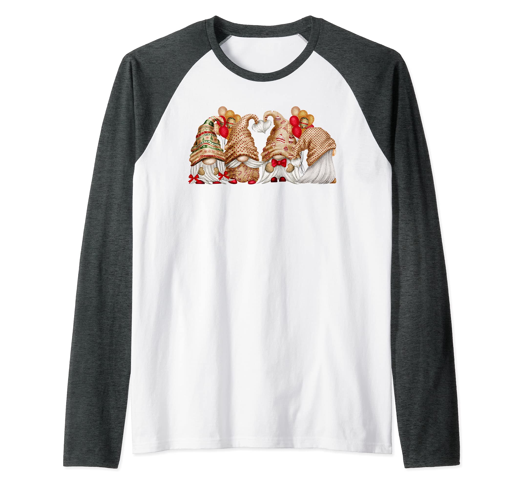 Christmas Gnome Raglan Baseball Tee, Grey