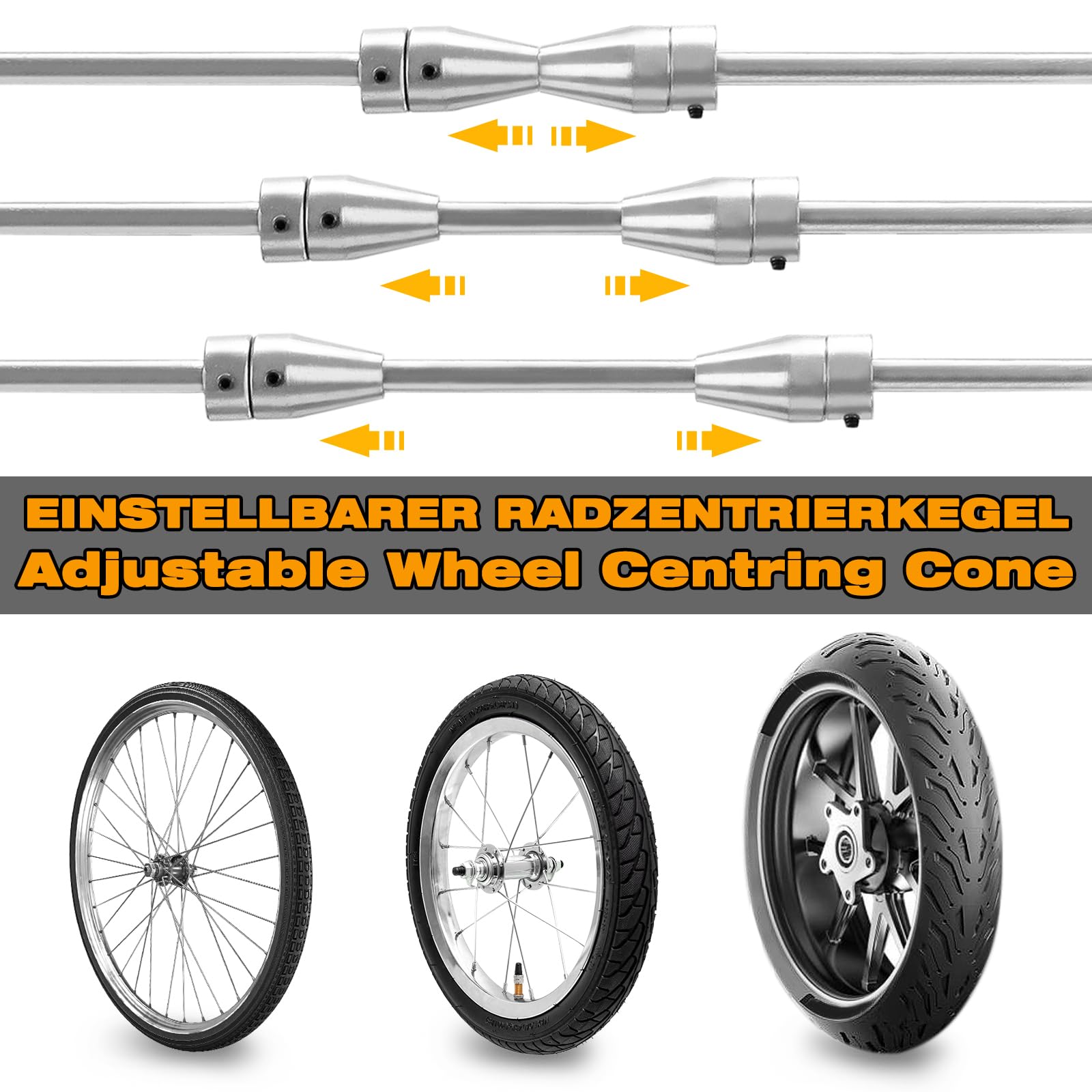 LARS360 Equilibratore per moto, con coni regolabili e livella a bolla per pneumatici da moto, 40 x 19 x 50 cm