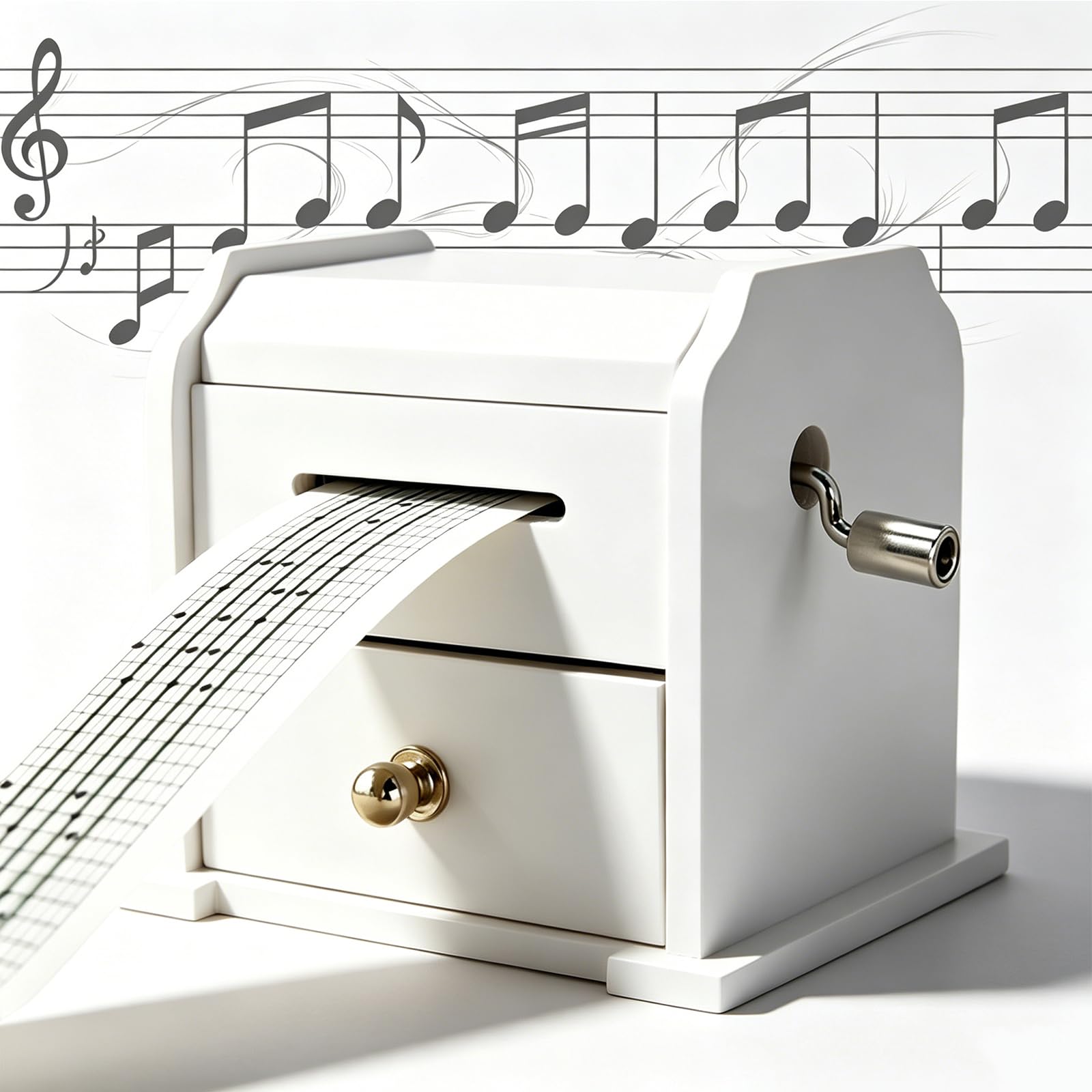 THYXGS Hands Crank Diy Musical Box, 15 Note Vintage Wooden Musical Box, With Puncher, Blank And Pre-scored Paper Slip, Gift For Music Enthusiasts And Craft Hobbyists