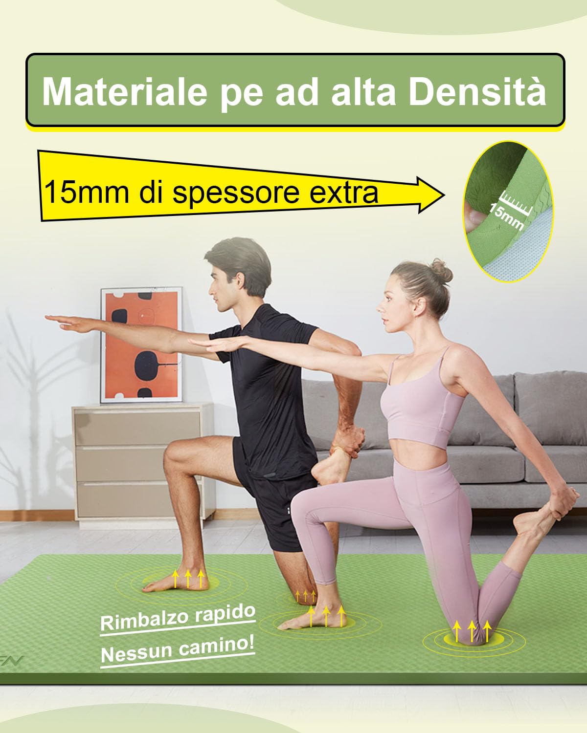 Tappetino Fitness Best Sporting 13mm | Yoga E Ginnastica, 60x200cm, Rosa/grigio, Antiscivolo