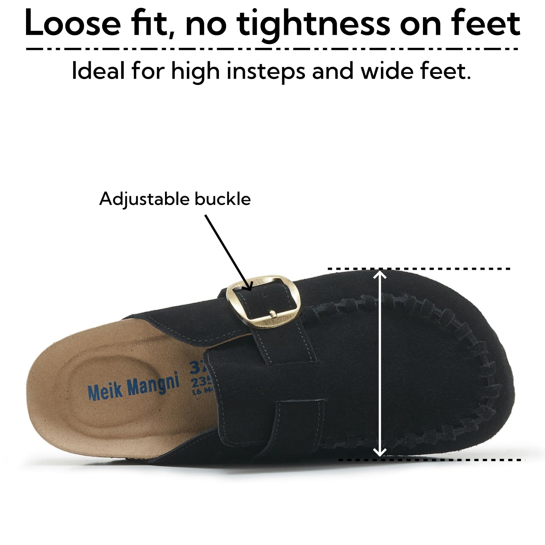 SMajong Zoccoli Uomo Sabot Donna Comode Pantofole in Pelle Ciabatte con Sottopiede in Sughero Scarpa con Fibbia Regolabile al Piede Gr.36-44 EU