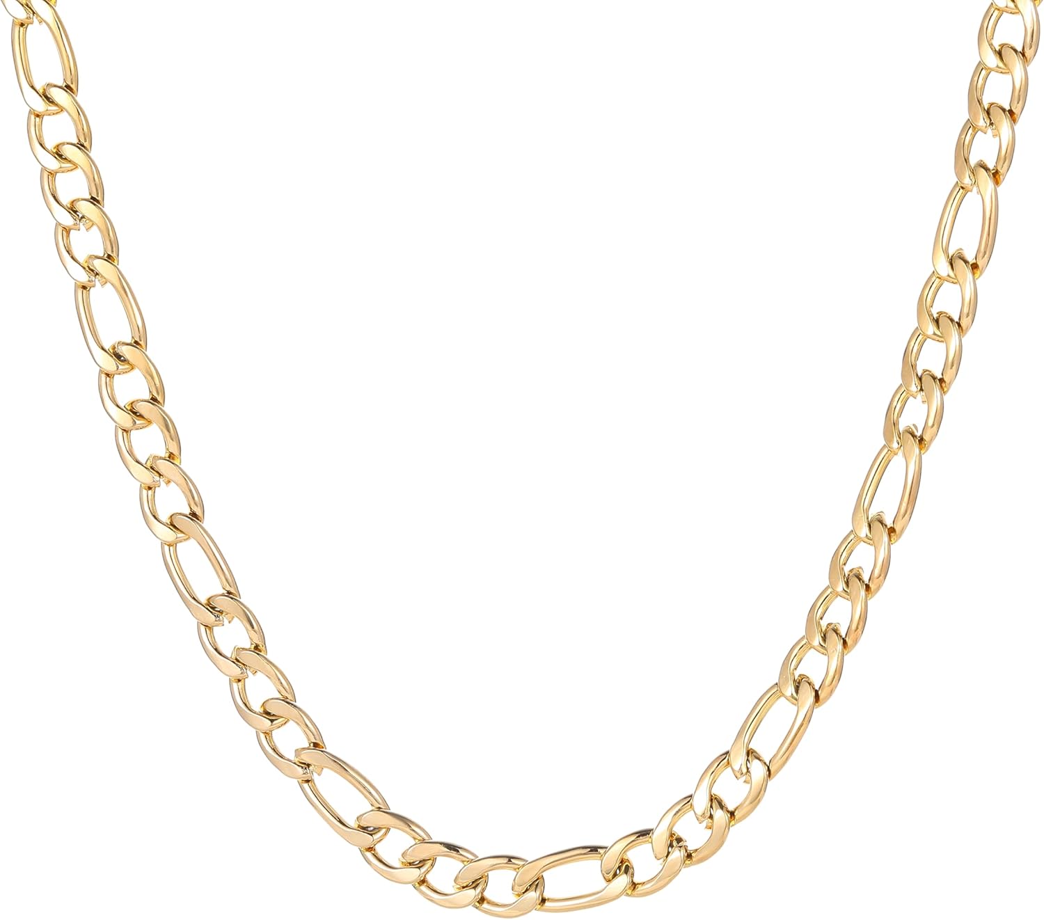 Chunky Necklace for Women 18K Gold Plated Thick Chain Dainty Figaro Cuban Paperclip Chain Simple Beaded Necklace Trendy Gold Chain Jewelry Gift - Image 5