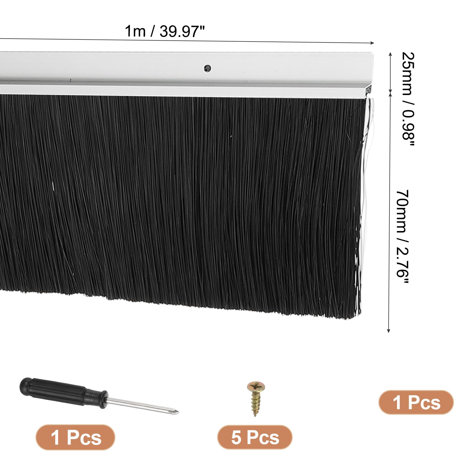 PATIKIL Door Brush Sweeps 2.76" Bristles x 47.24" Long - Image 2