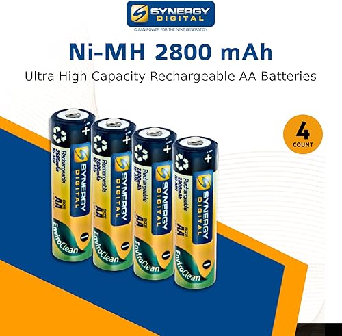 Miniatura 10 de Synergy Digital Baterías AA paquete de 8 ultra alta capacidad baterías recargables dobles A Ni-MH 125 V 2800 mAh