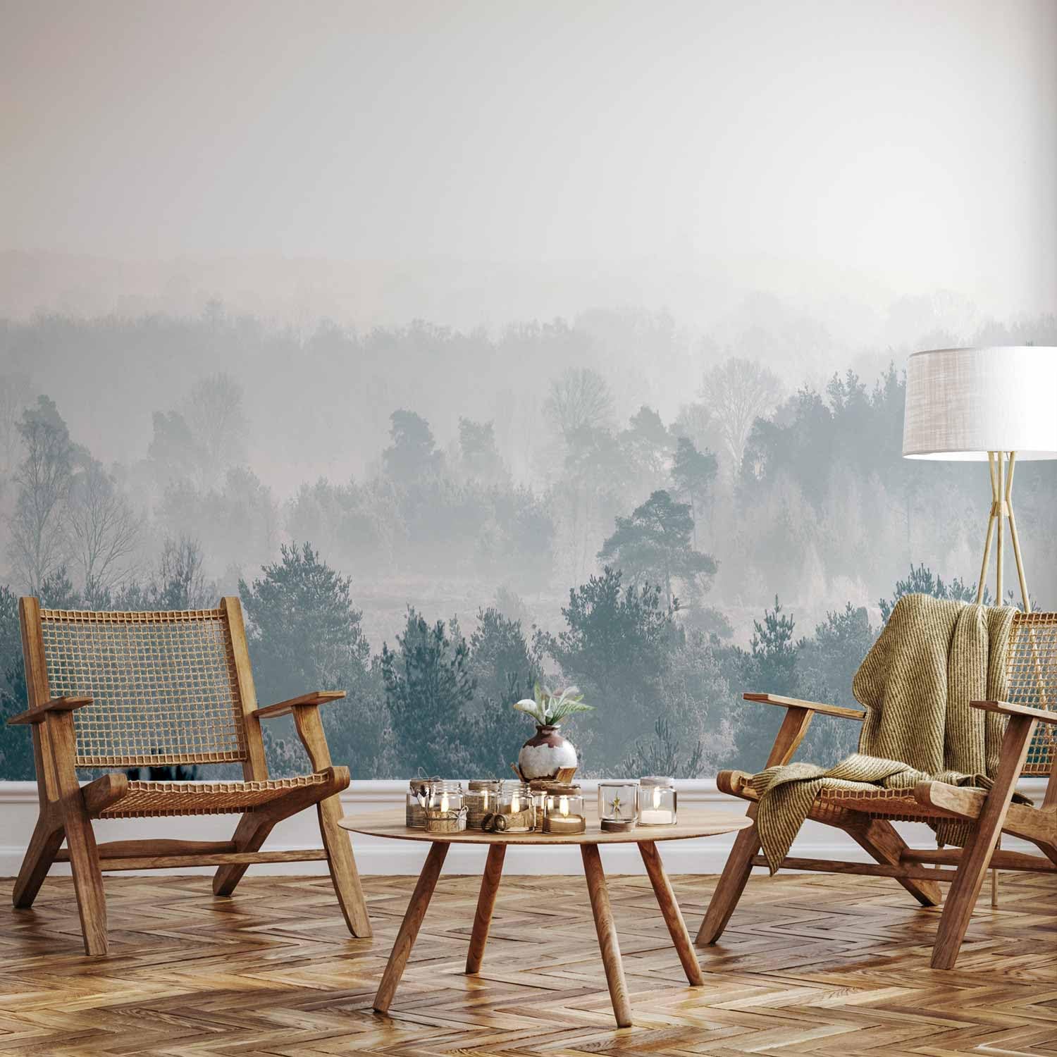 murando Fotomurales Bosque 350x256 cm XXL Papel pintado tejido no tejido | Decoración de Pared decorativos Murales moderna de Diseno Fotográfico Niebla Naturaleza