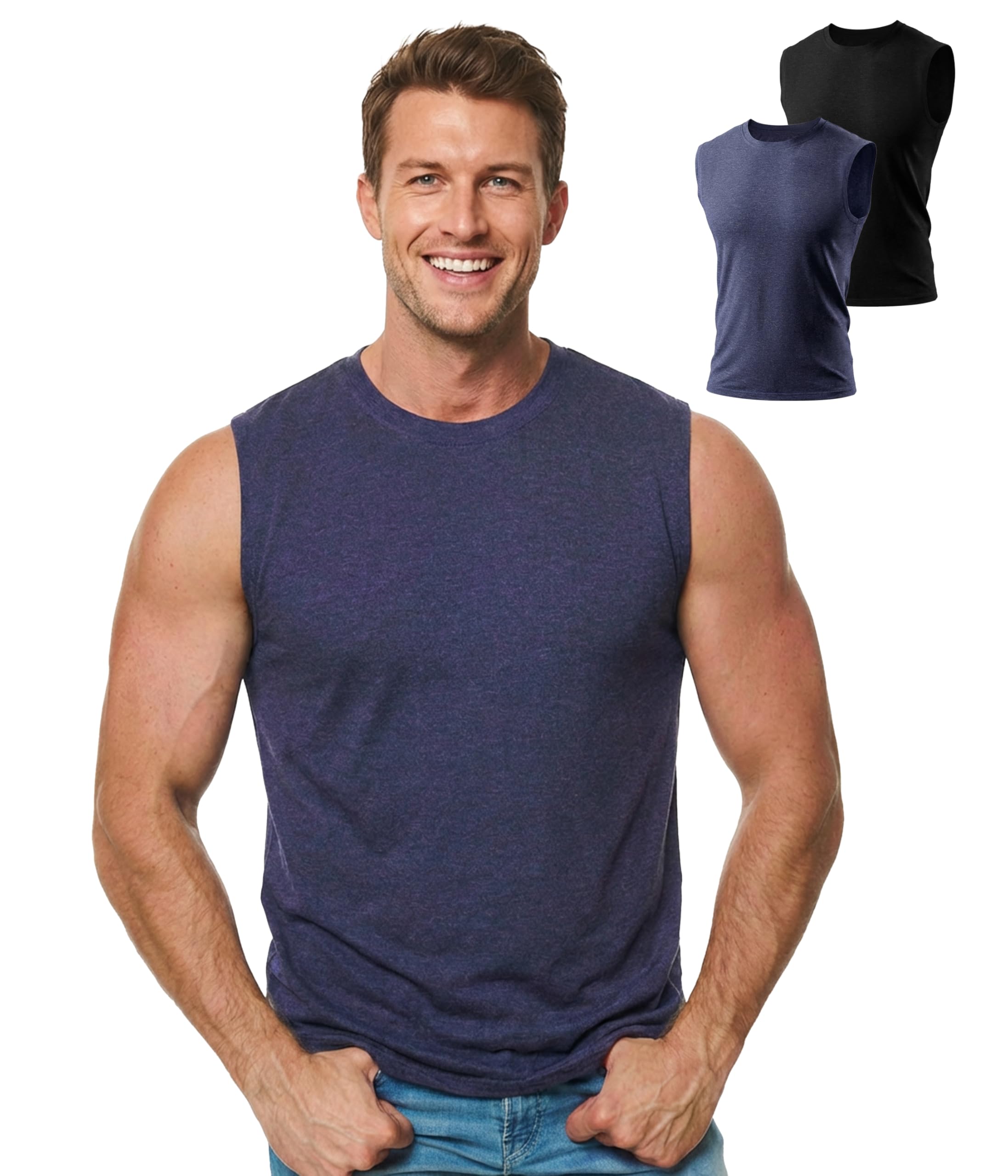FORVEVO Canottiera intima da uomo in lana merino, senza maniche, traspirante, inodore, leggera (taglia M-2XL)