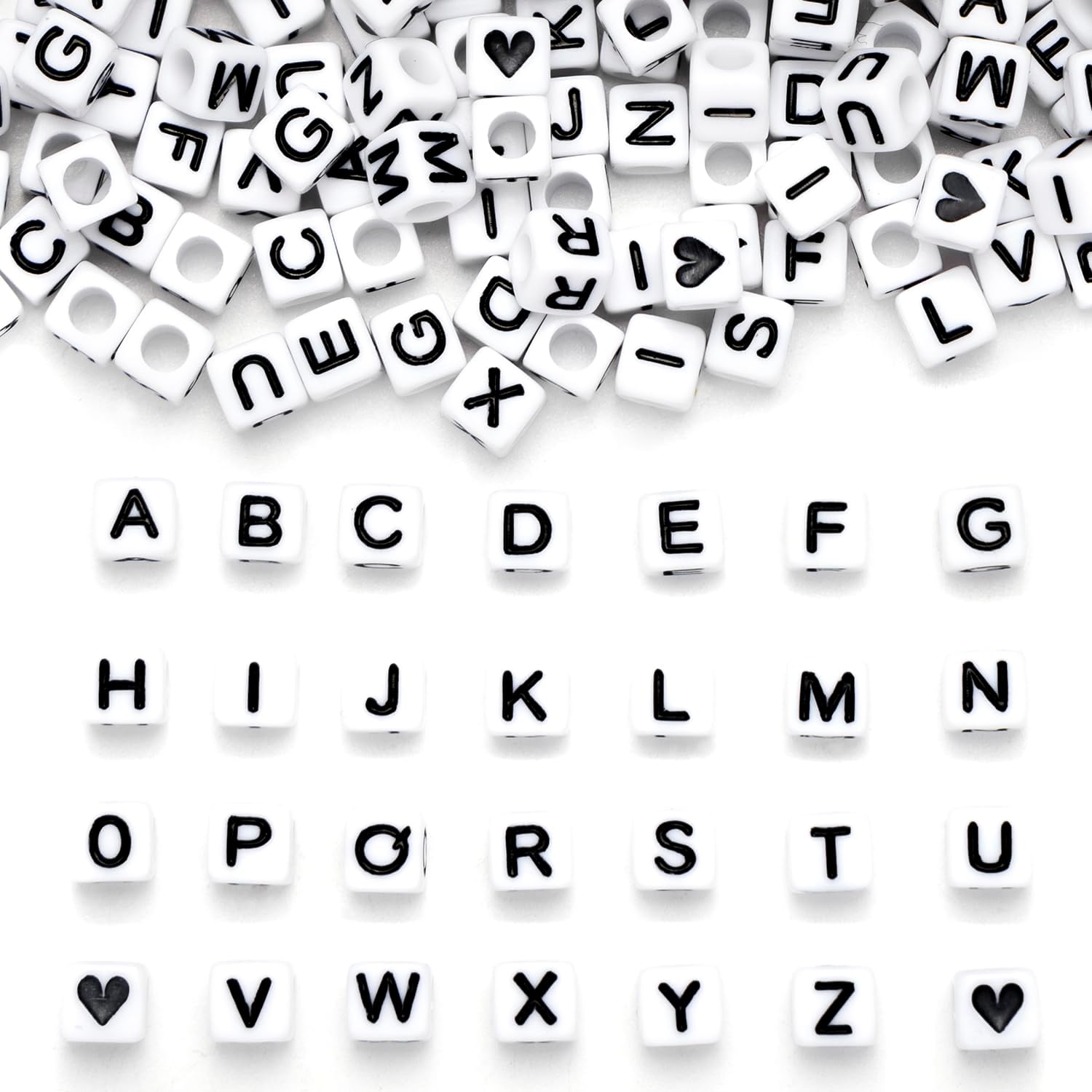 700 Pcs Acrylic White Square Letter Beads 6x6mm Alphabet