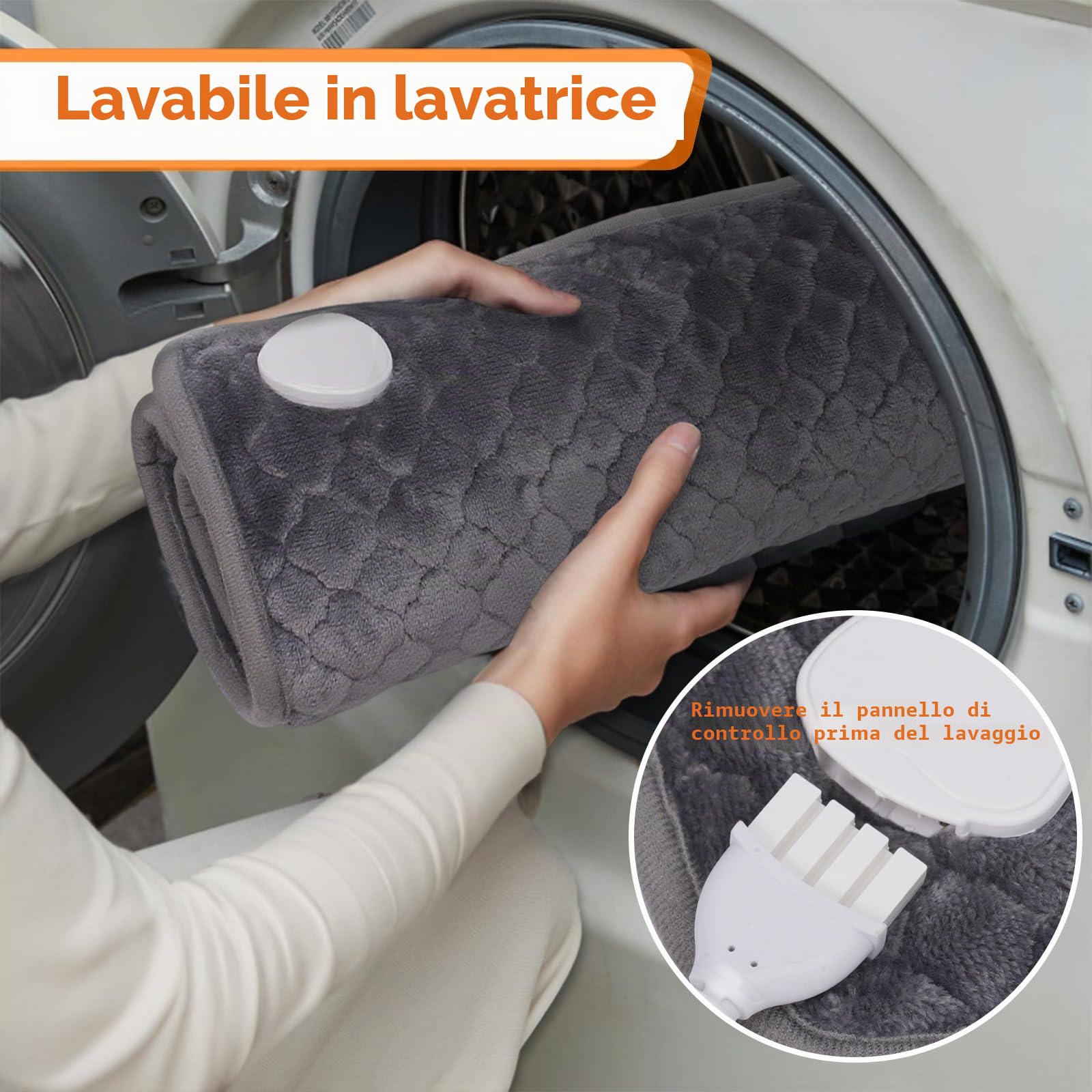 Cuscino riscaldante con spegnimento automatico, 80 x 42 cm, cuscino riscaldante Cervicales XXL con livelli di riscaldamento 25 – 55 °C, timer 1 – 12 H, flanella cristallo allungato, cotone di seta