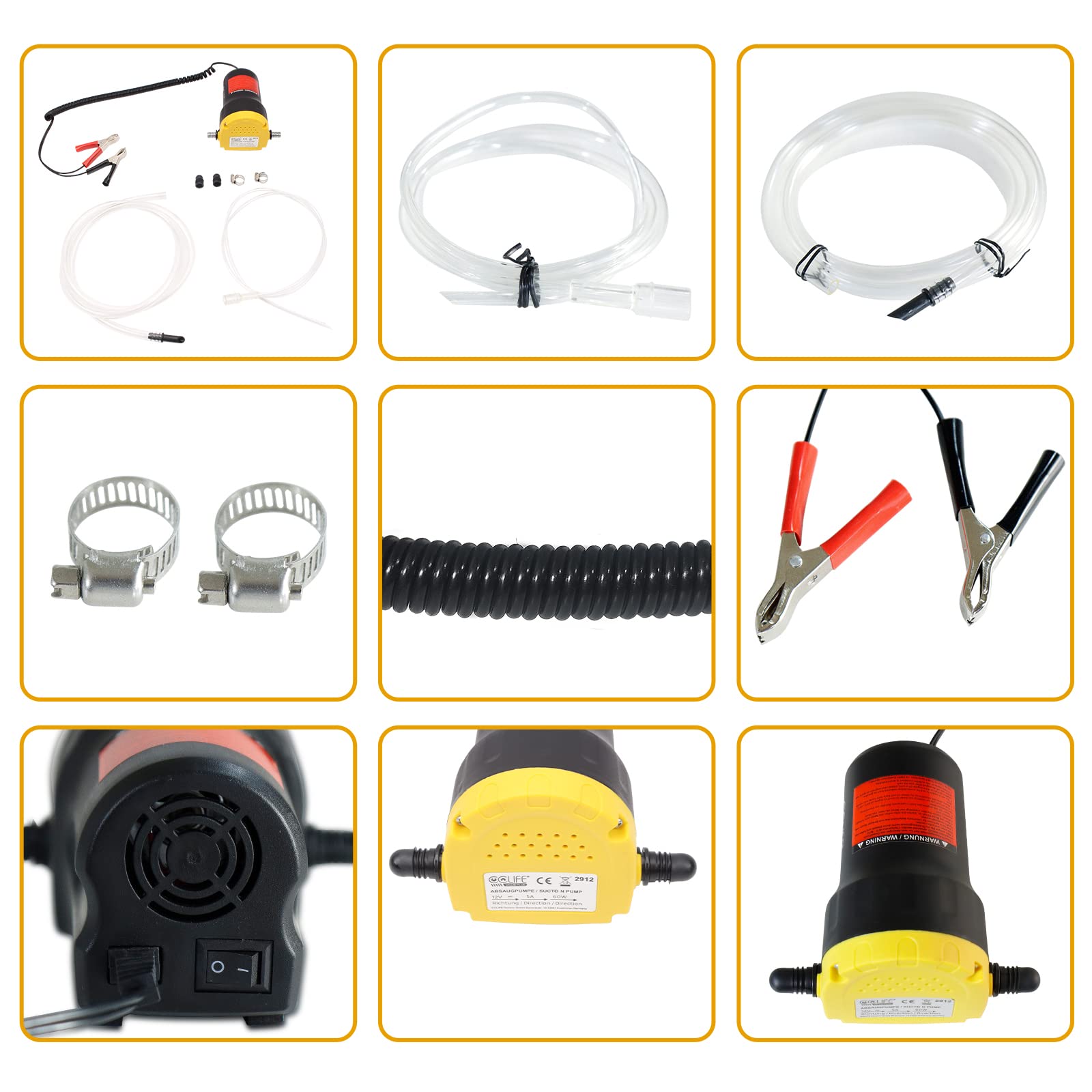 Pompa Aspira Olio 12V Elettrica - Per Auto, Motori, Gasolio - Kit Cambio Olio Con Tubi E Clip - Foto 5