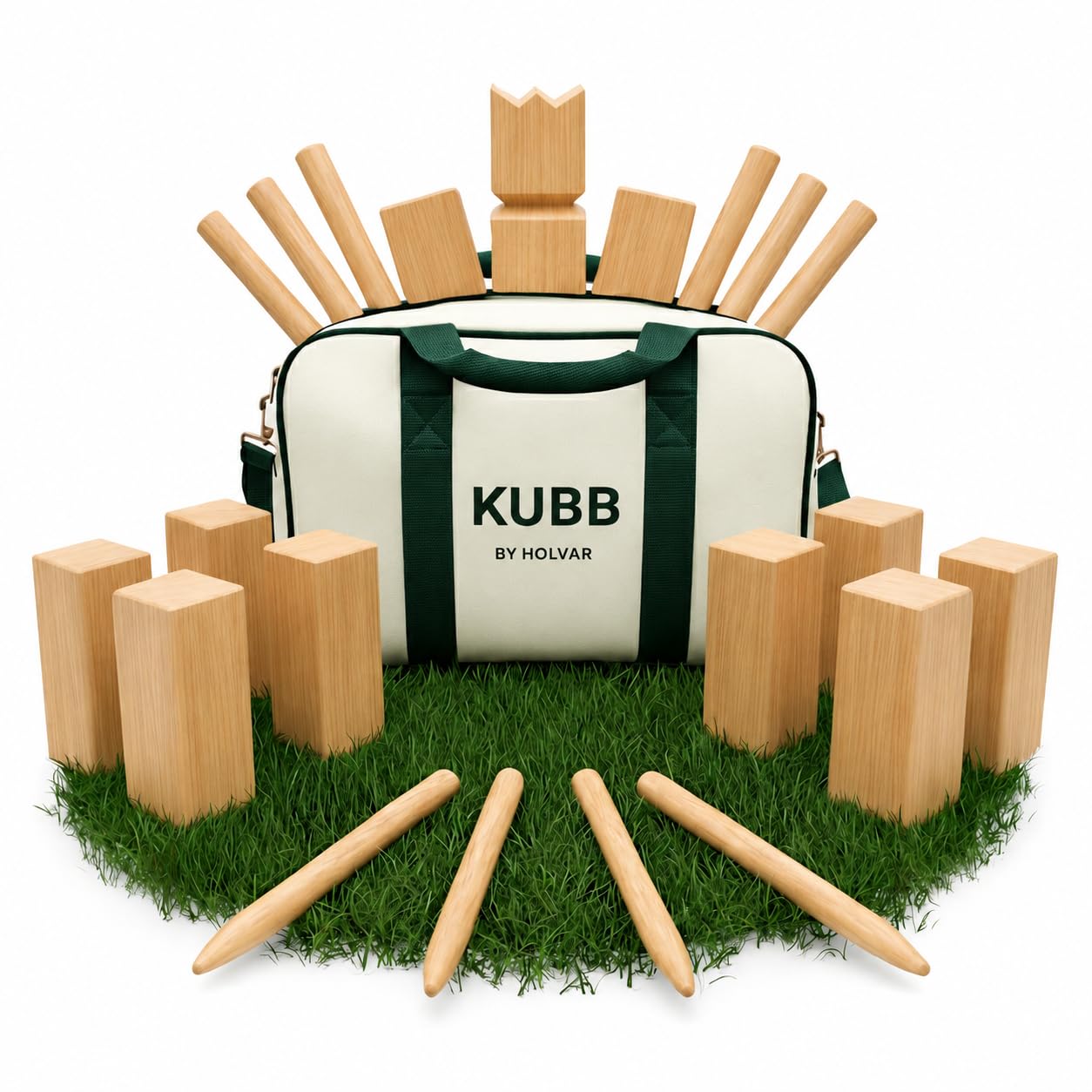 Kubb Wikingerschach aus Holz, Outdoor-Wurfspiel inkl. Tragetasche & Spielanleitung aus FSC Gummibaumholz, Turniergröße, Wikinger Schach Holz outdoor, Rasenschach, Outdoor Spiel, Wikinger Spiel outdoor