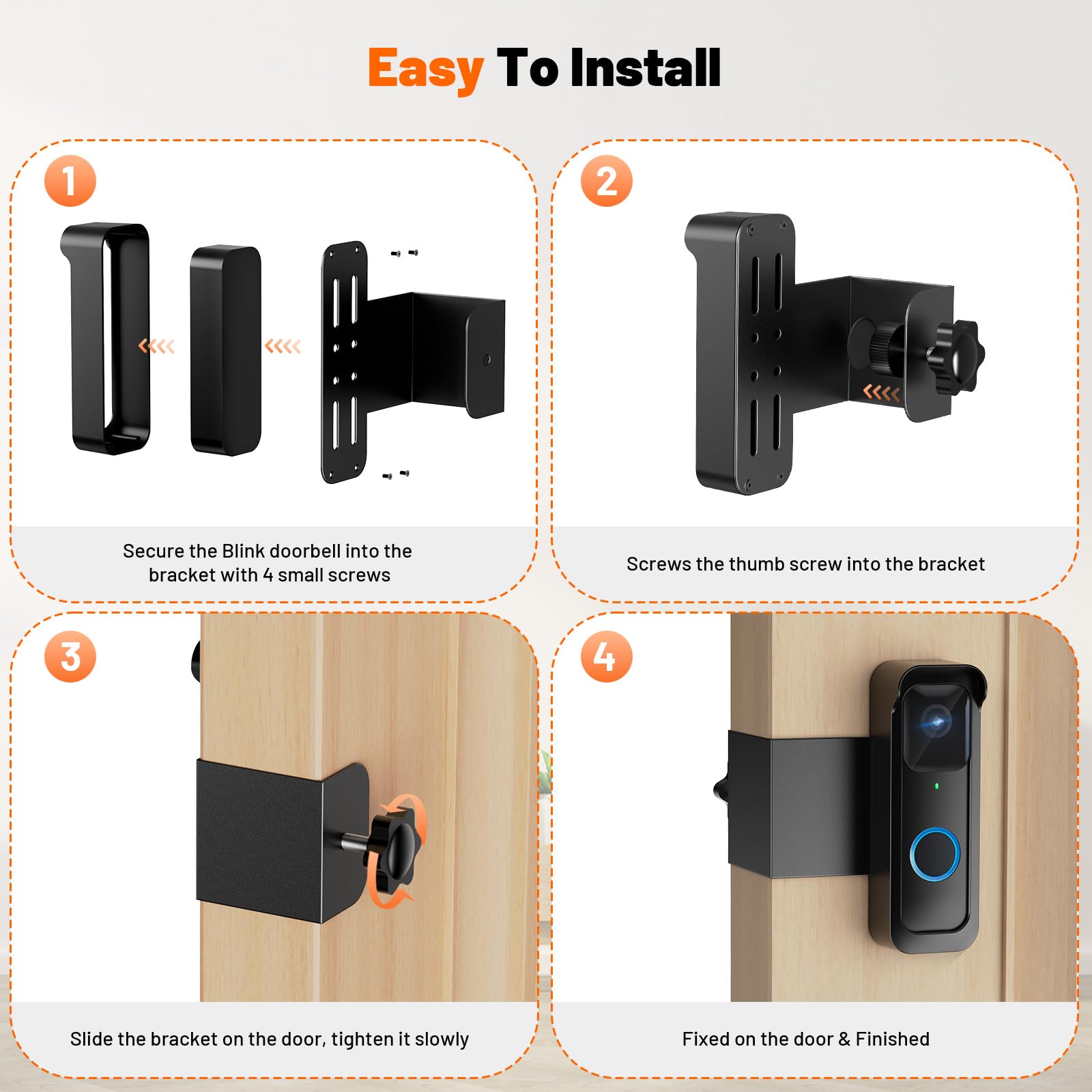 Blink Doorbell Mount, Anti-Theft Doorbell Mount for Blink Video Doorbell 1st Gen(Not for 2nd Gen), No Block Sensor & Night Vision, Blink Doorbell Camera Mount Bracket with Rain Cover
