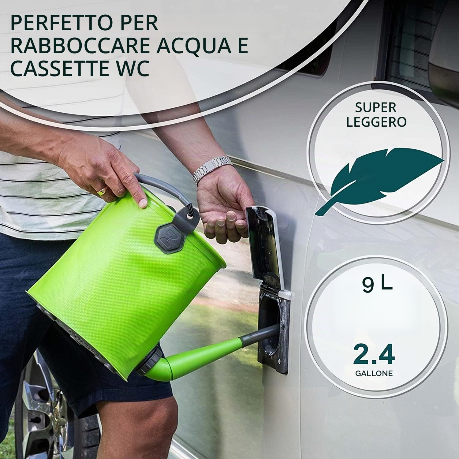 Colapz Annaffiatoio Pieghevole 7L e Secchio 9L per Campeggio | Annaffia, riempi il serbatoio e risparmia spazio con un unico accessorio versatile