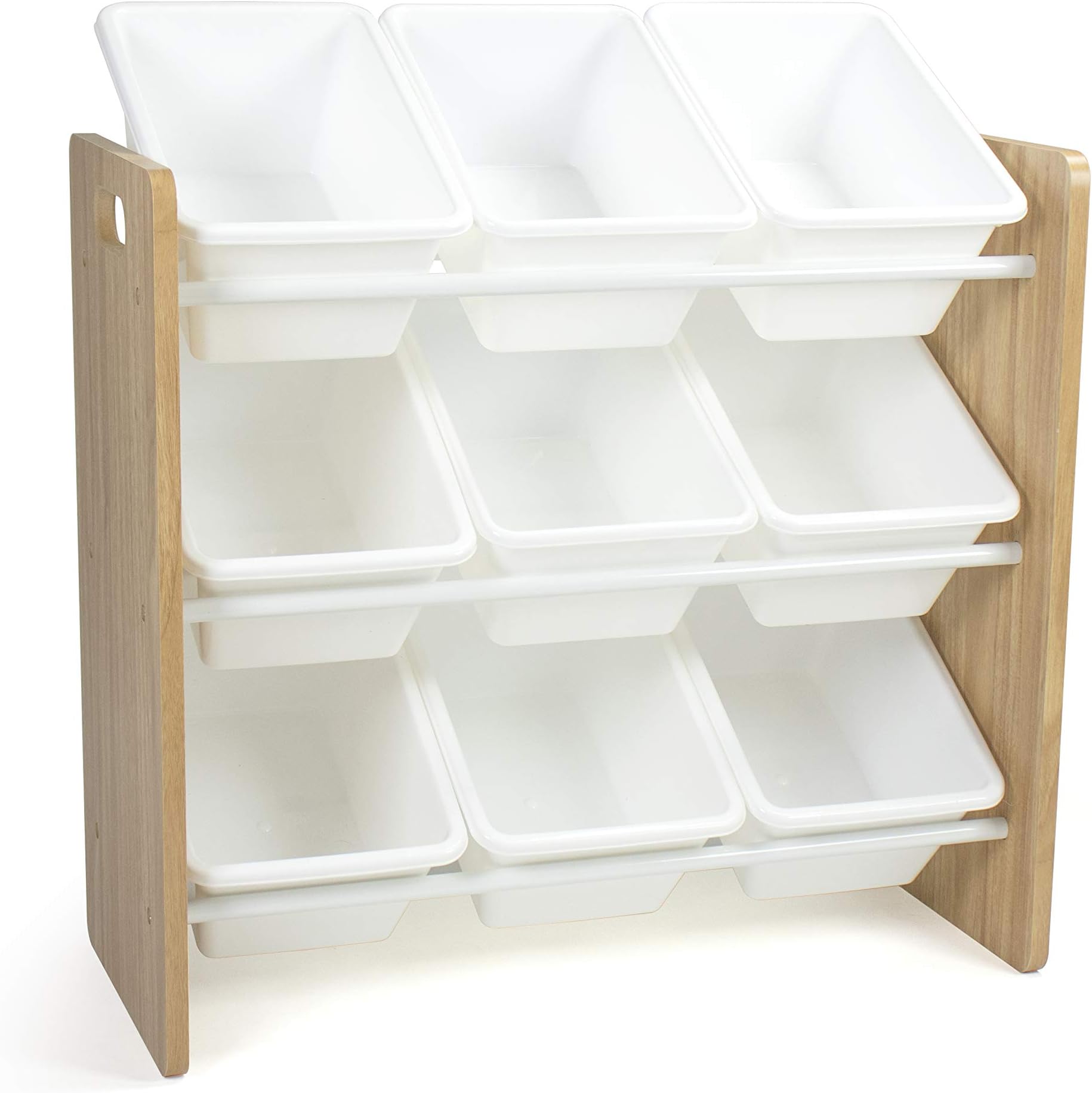 Humble Crew Toy Organiser, Steel, Natural Wood/White, 65.5 x 28 x 60 cm