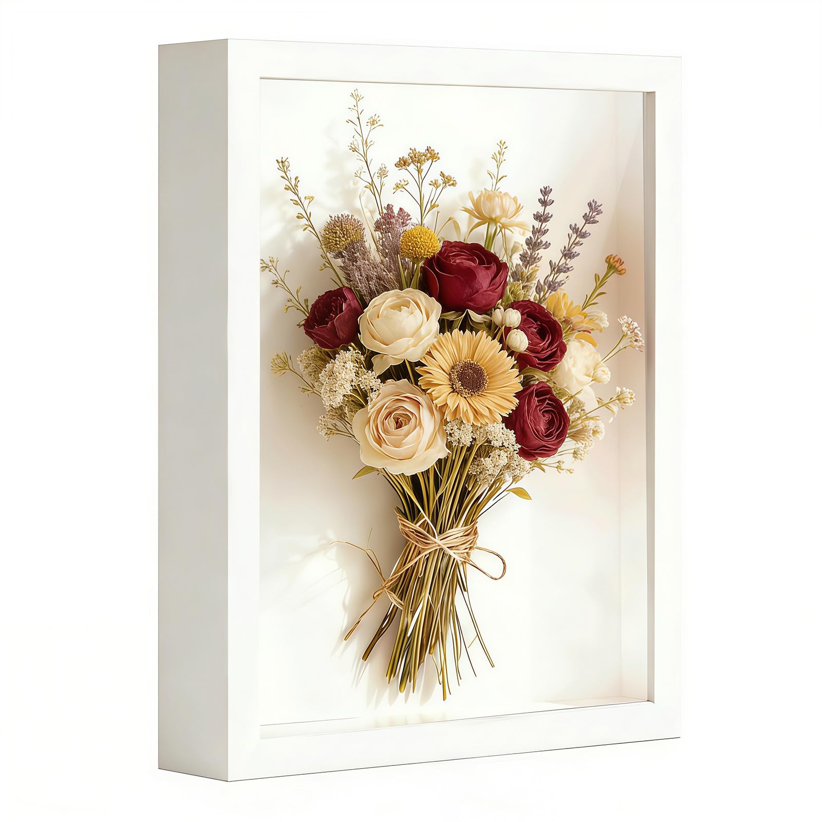 3D Shadow Box, 30 x 40 cm Shadow Box Frame Deep Picture Frame, 3D Picture Frame, Wooden Deep Frame Display Box for Crafts Memorabilia Flower Tickets Medal 3 CM (White)