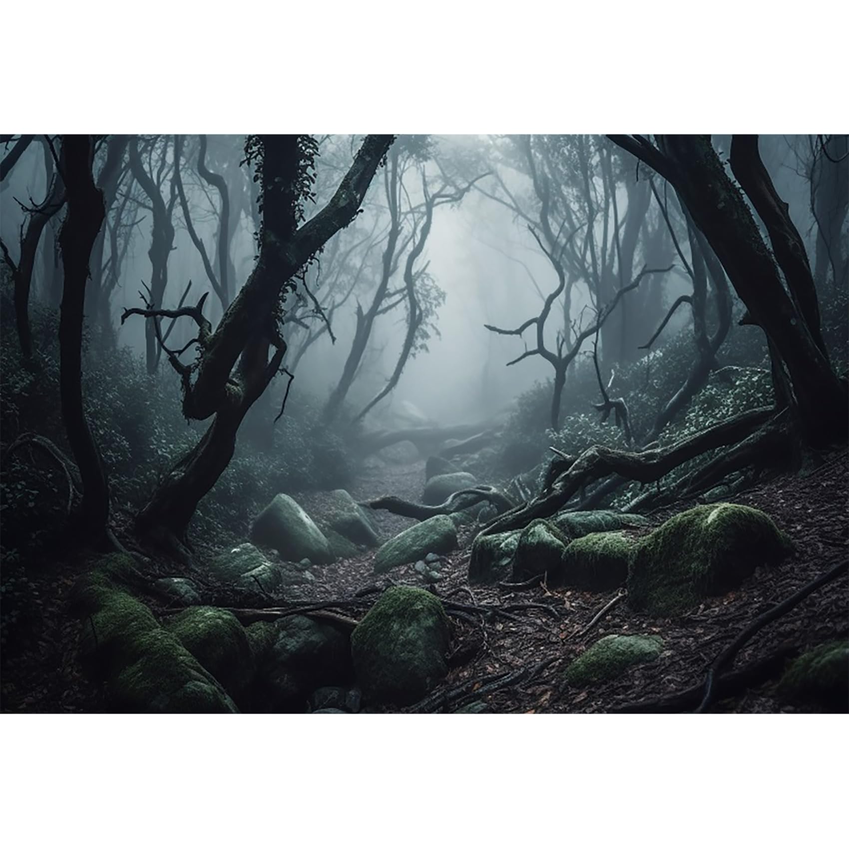 7x5ft Scary Eerie Woods Backdrop Halloween Night Dead Tree Deserted Path Photography Background Halloween Spooky Theme Party Decoration Banner Photo