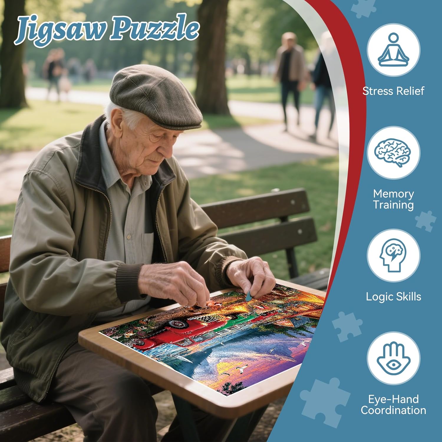 500 Pieces Puzzle for Adults, Puzzles for Adults 500 Pieces, Mountain Camping Bonfire Cars Jigsaw Puzzle, Challenging Perfect for Game Nights, 20.5 X 15 in