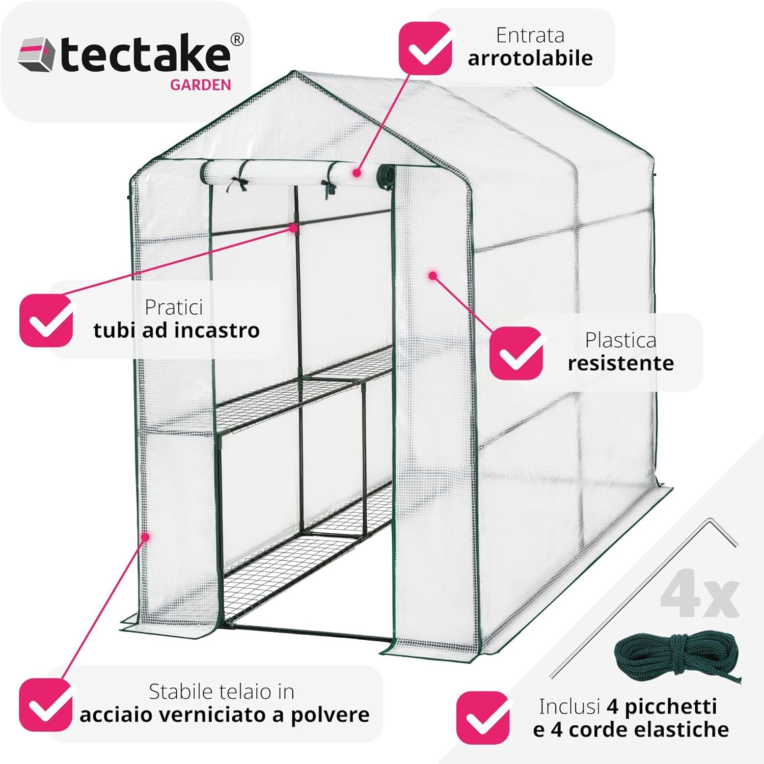 Tectake® Serra da Giardino in Acciaio con Porte e Rete UV - Bianco 16 71uQJ1YmUWL. AC SL1500