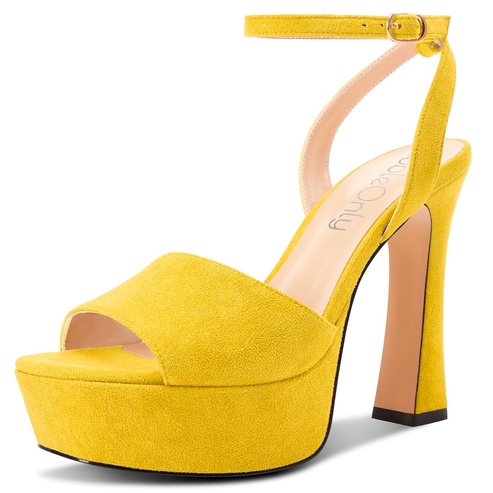 NobleOnly Donna Alto High Piattaforma Tacco Heel Aperte sulla Quadrata Punta Sandali Cinturino alla Caviglia Fibbia Dress Scarpe 12 CM Heels