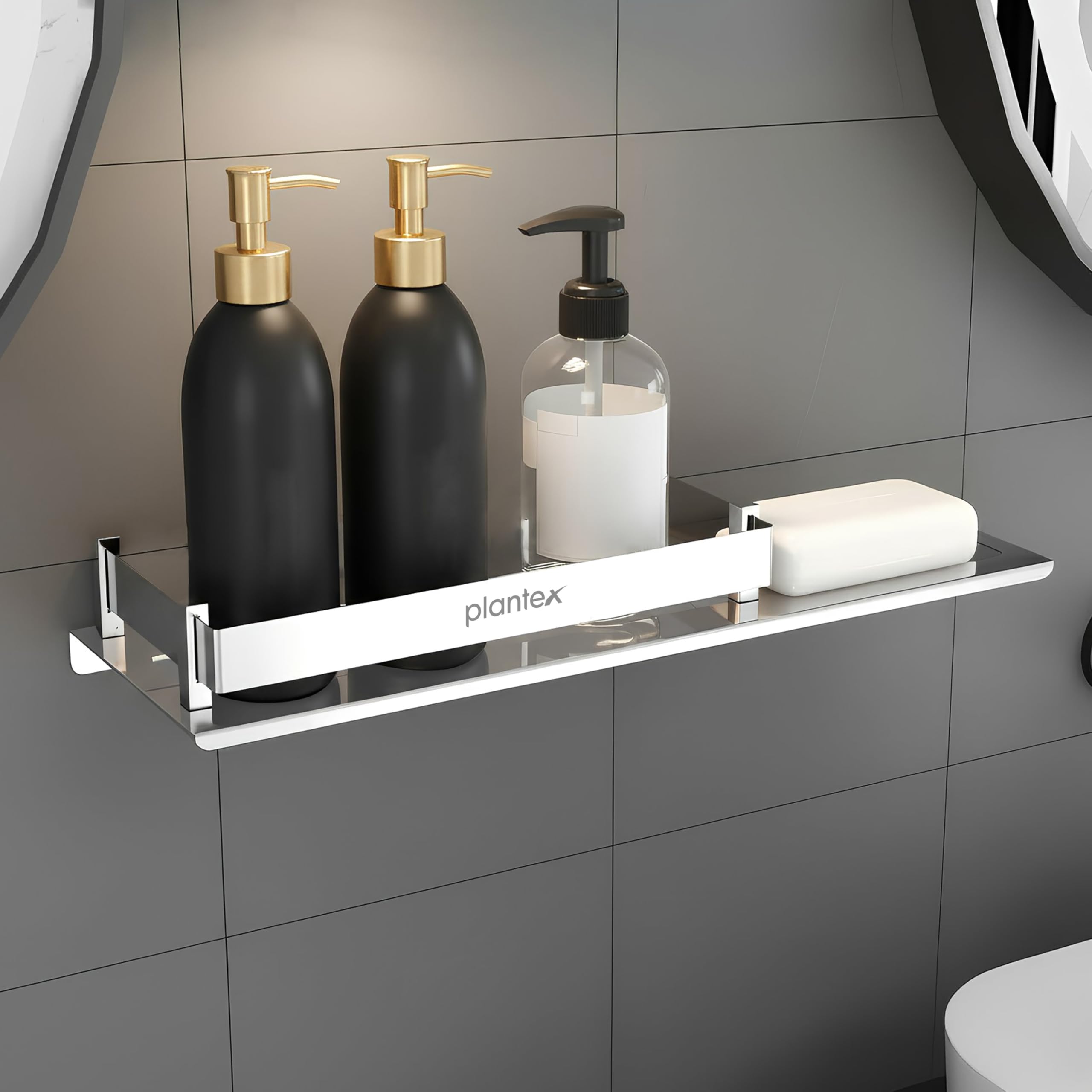 Plantex Stainless Steel 2in1 Multipurpose Bathroom Shelf with Soap Dish/Stand/Bathroom Accessories Shelf (15x5 Inches) – Pack of 1-image-20