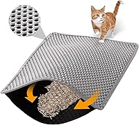 ondware 24x15 Inch Double Layer Cat Litter Mat - Waterproof Urine-Proof Honeycomb Trap, Easy Clean Non-Slip (Gray)