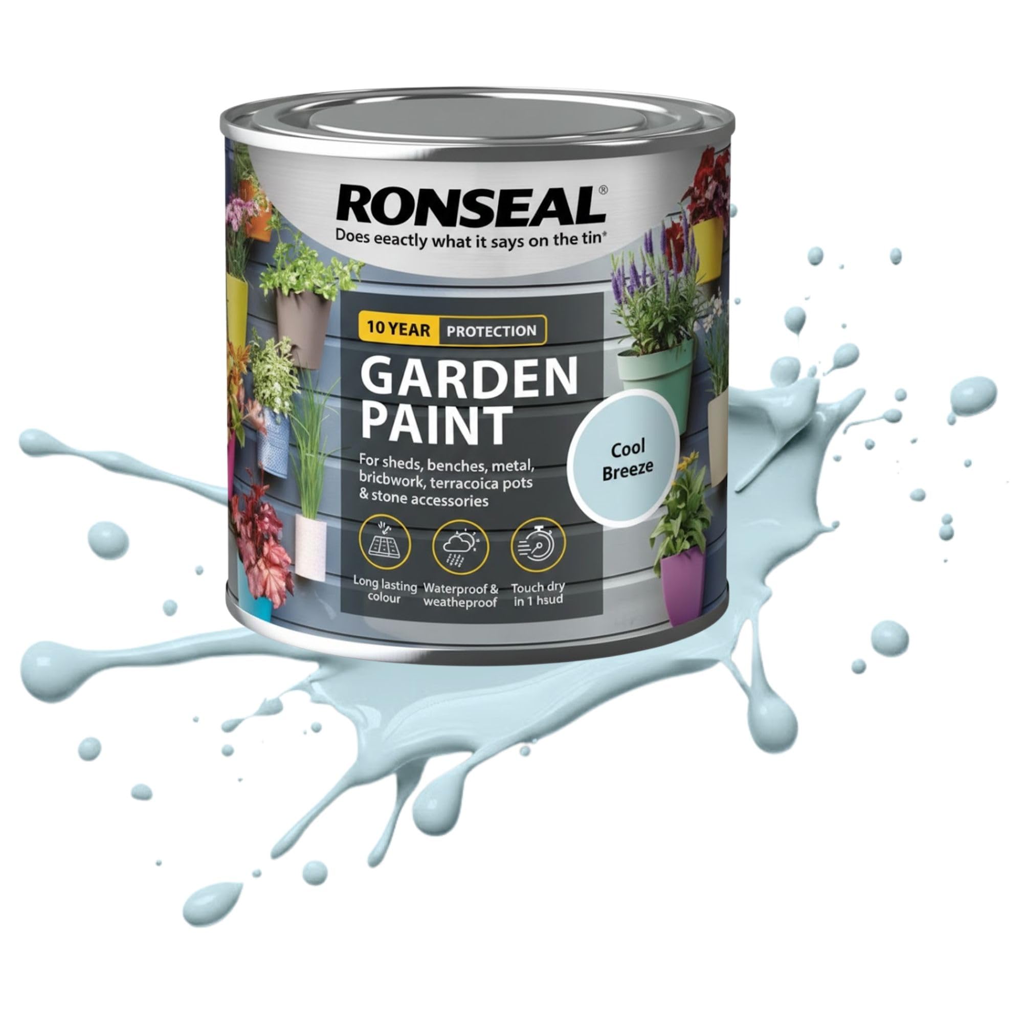 AOC24 750ML Garden Paint Cool Breeze, Water Based Outdoor Paints, Long Lasting Weather Resistant, Fast Drying Color for Wood, Bricks, Pots, Anti Crack Peeling DIY Paint (Cool Breeze, 750 M L)