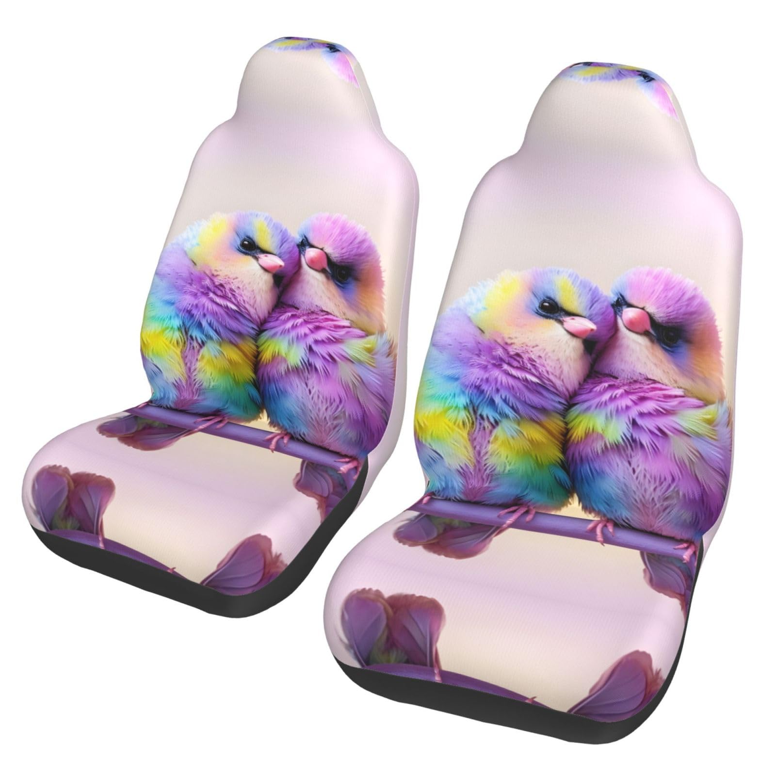 WDXQHY Purple Birds in Love 2-Pack 3D Car Seat Covers Elastic Comfortable Polyester Seat Protector Perfect for Cars SUVs Trucks Easy to Clean