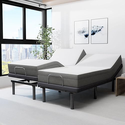 Miniatura 12 de Blissful Nights E4 - Base de cama ajustable King con masaje, anti ronquidos, gravedad cero, carga USB doble, luz nocturna para debajo de la cama,