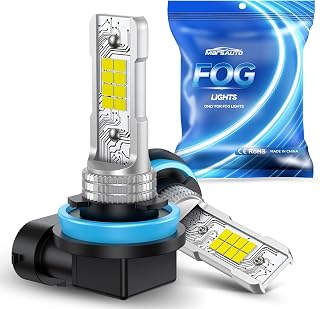 Marsauto H8/H11 LED Fog Light Bulb, 14,000LM 6500K Cool White 1:1 Size H16/H8 Fog Lights, 0.16" Ultra-Thin Focused Beam for Foggy/Rainy Days, Pluy&Play, Tail Light Covers