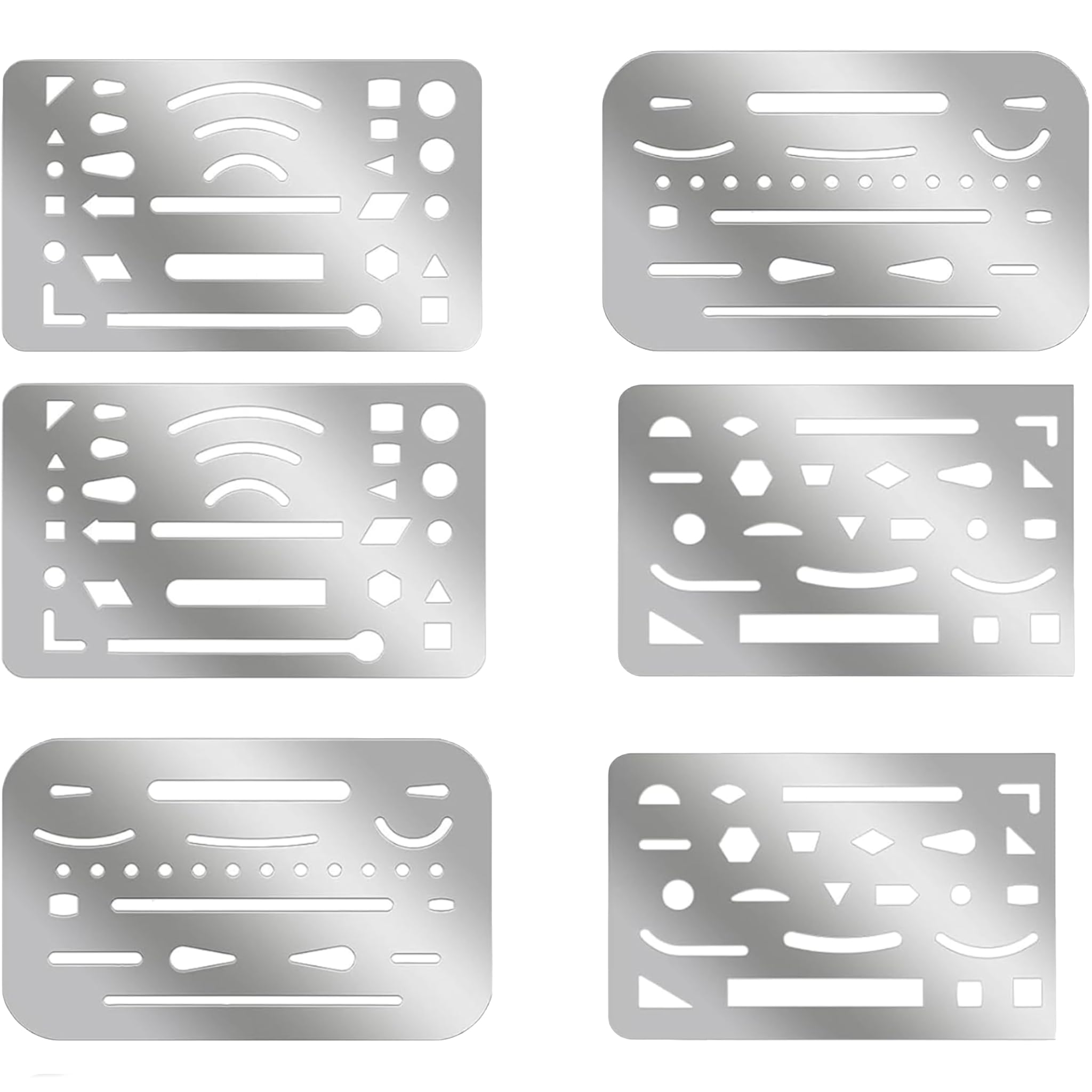 Luhaomisky Sliver 6 Pcs Eraser Shield Eraser Template Drafting Stainless Steel Professional Drawing Template Shields Eraser Shields Tool Drafting Kits For Mechanical Drawing