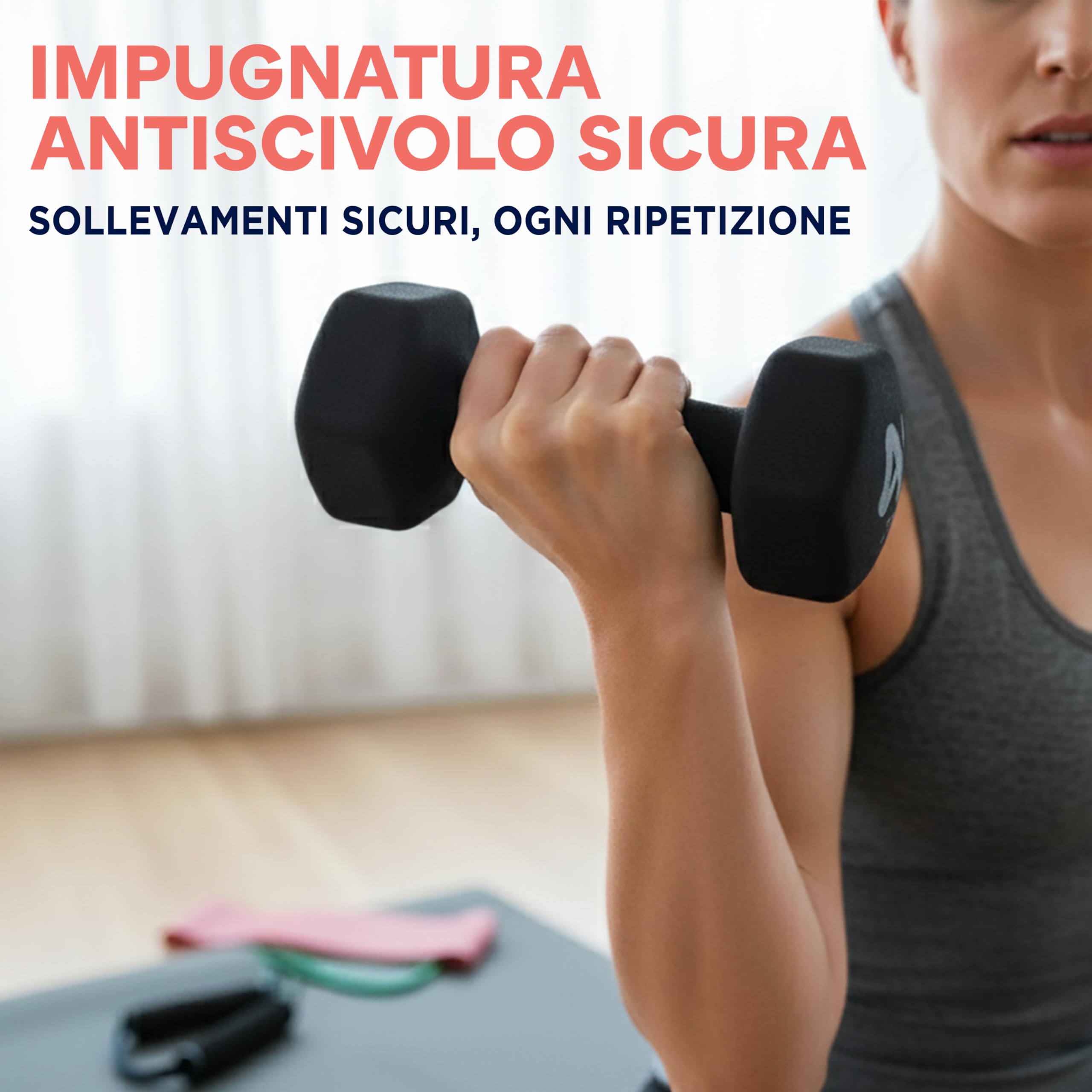 Squatz Set Manubri Palestra 3 Paia 1,36 kg – 2,27 kg – 3,63 kg con Rivestimento Neoprene Antiscivolo, Manici Sagomati e Supporto Compatto, Ideale per Pesi Palestra e Allenamento Casa