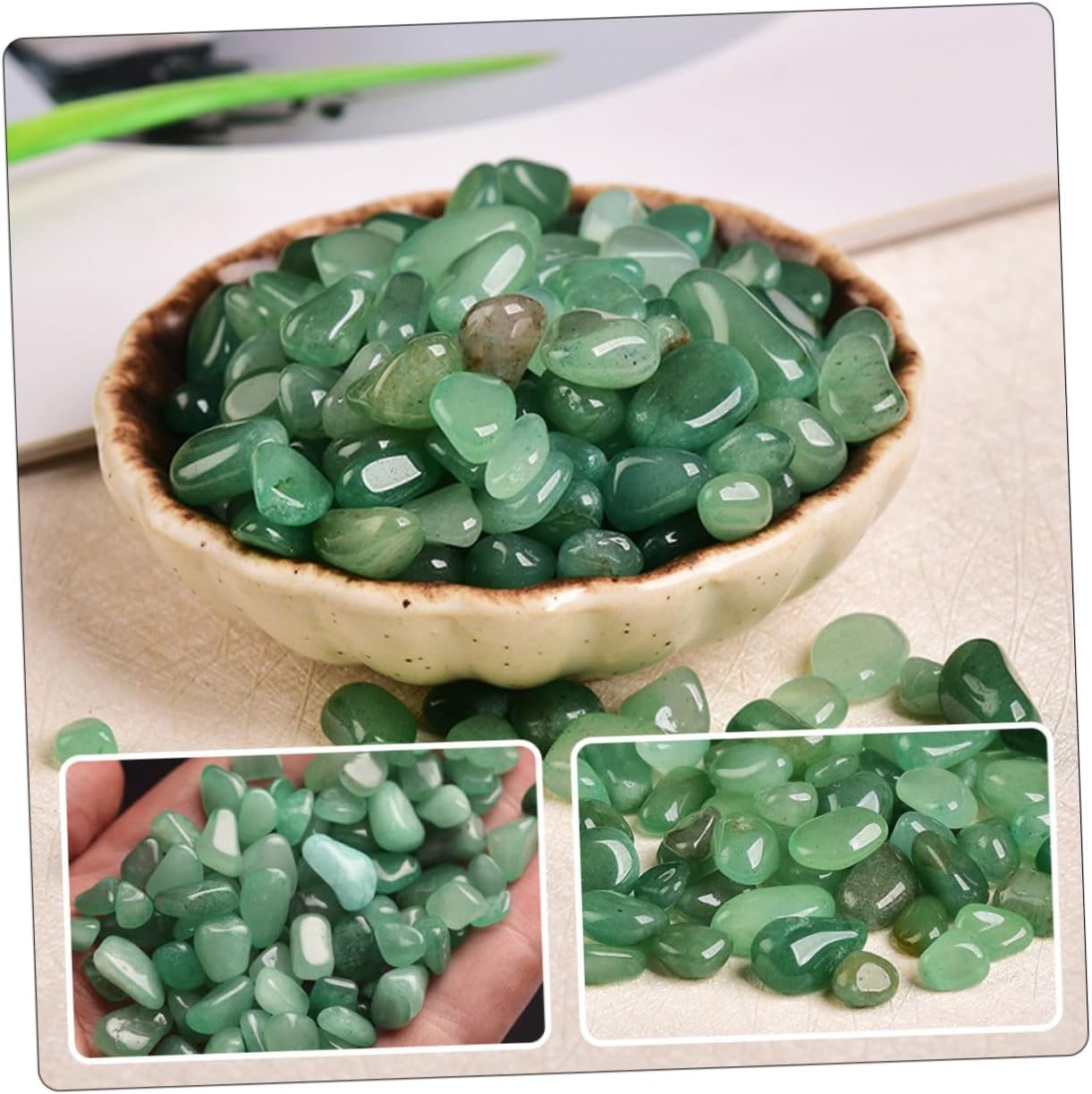 GALPADA Natural Aventurine Aquarium Gravel Stones 7-9mm Fish Tank Rocks 2lb Bulk Decorative Gravel for Fish Tank Supplies and Aquatic Habitat Landscaping