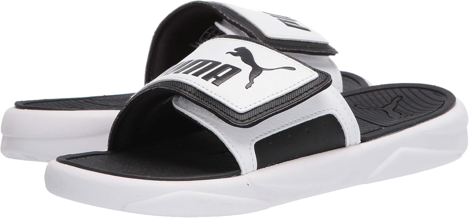 PUMA Unisex-Adult Royalcat Slide Sandal 15.5 Women/14 Men White/Black