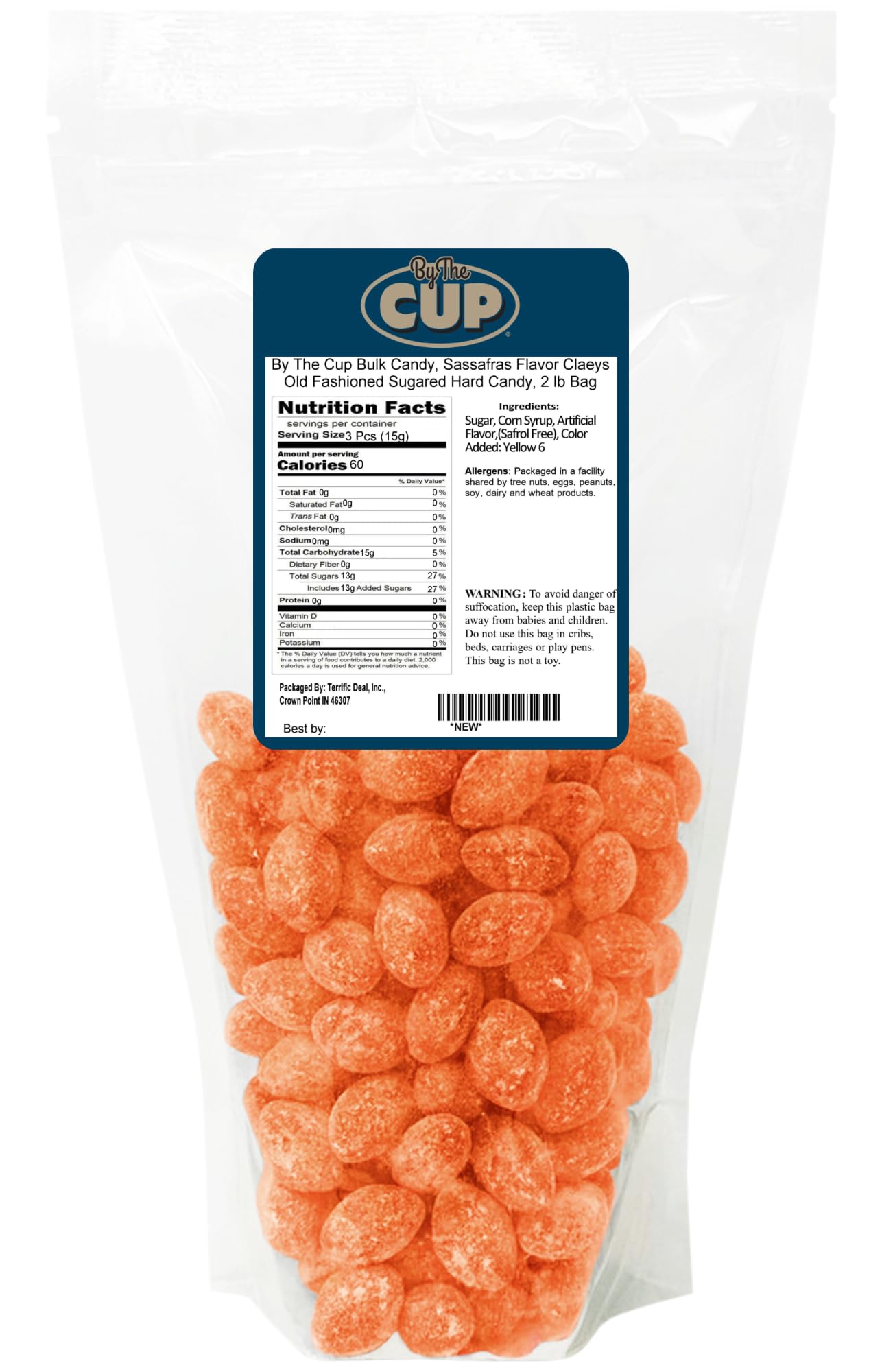 Claeys Old Fashioned Hard Candy, Sassafras Flavor, 2 lb By The Cup Bulk Bag