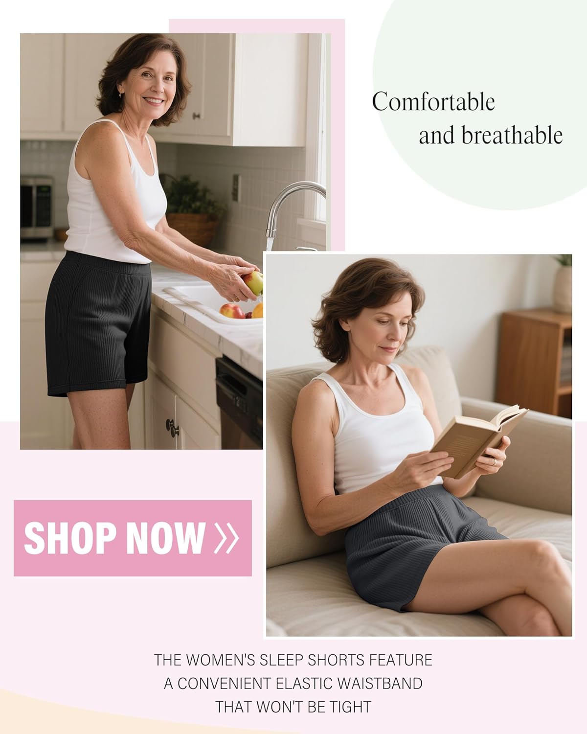 Neer 3 Pack Women's Casual Shorts Lounge Soft Summer Ribbed Elastic High Waisted Shorts Pocket Workout Athletic SweatShorts - Image 4