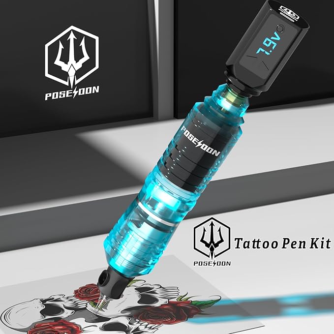 Kit Máquina Tatuar Pen POSEIDON con Baterías y Tintas para P miniatura 4
