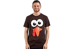 Classic Turkey Face Printed Mens Funny Animal Thanksgiving Gag Costume T Shirt