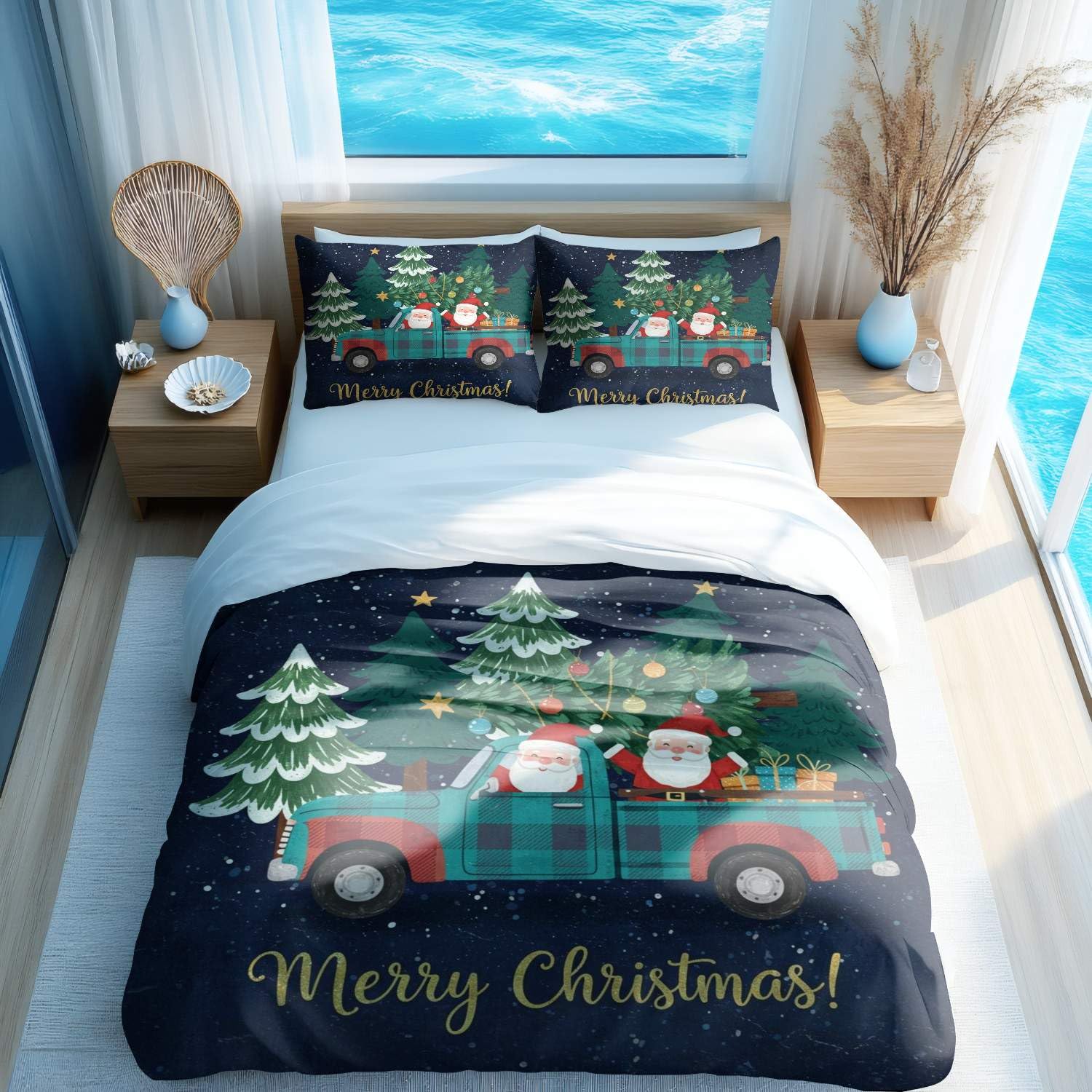Housse de couette Père Noël en literie vintage king size supérieure