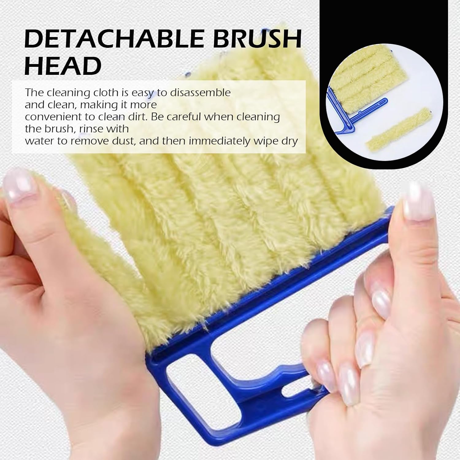 2PCS Blind Cleaner Duster Tool, Microfiber Washable Handheld Mini Duster Brush, 7-Finger Dusting Cleaner Tool for Air Conditioner Vents, Wood Blinds (Orange & Blue)