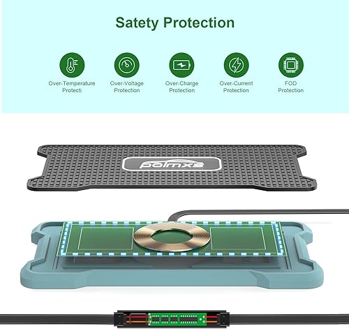 Miniatura 4 de POLMXS - Cargador inalámbrico para automóvil, cargador inalámbrico para teléfono celular, con luz RGB, alfombrilla de carga inalámbrica compatible