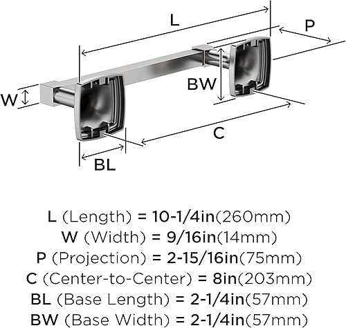 Vista 187 de Amerock Toallero negro mate – 7-9/16 pulgadas (7.559 in) de longitud – Soporte para toallas de baño y cocina Mate negro